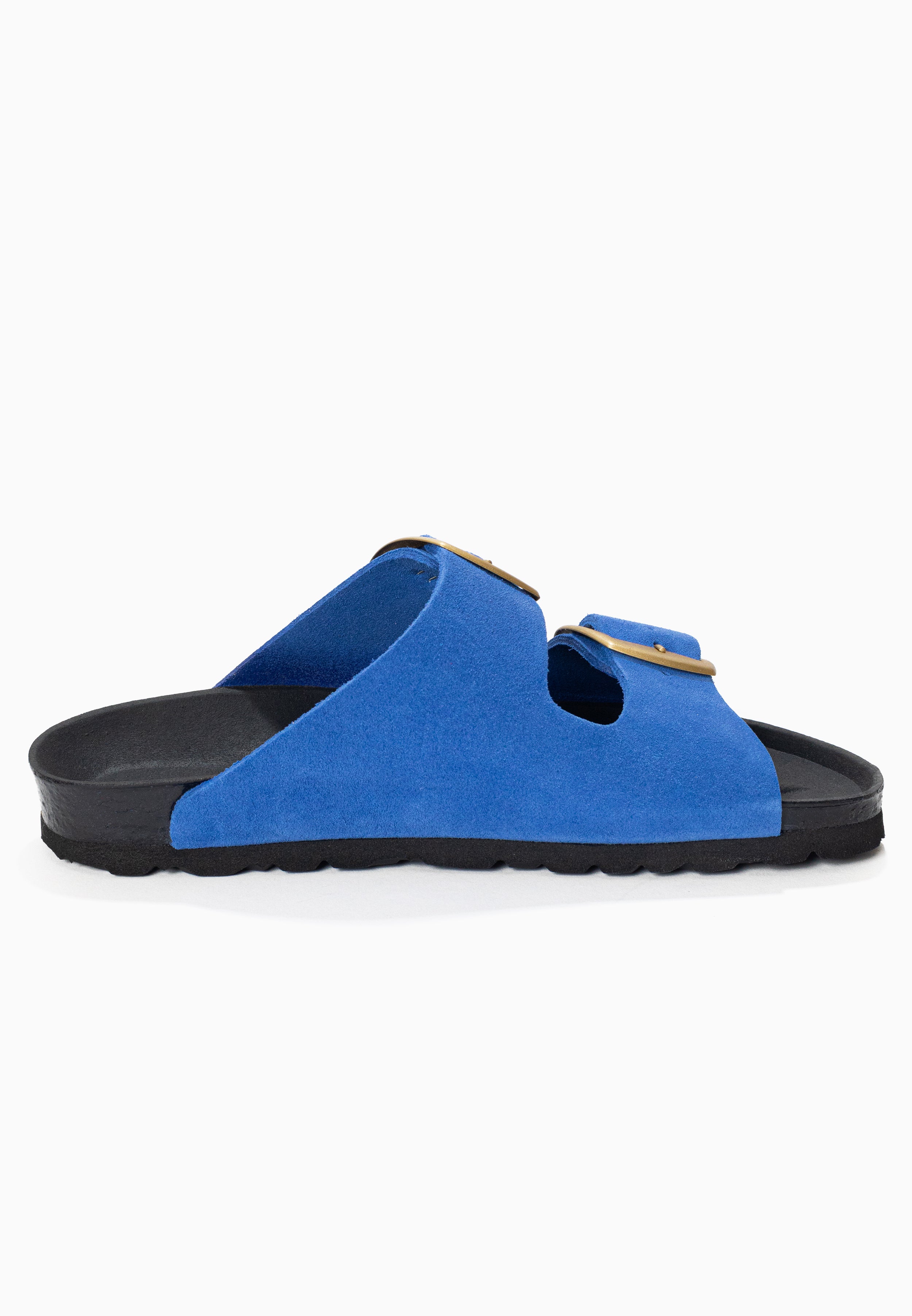 Alicante Blue Suede Leather 2 Strap Sandals