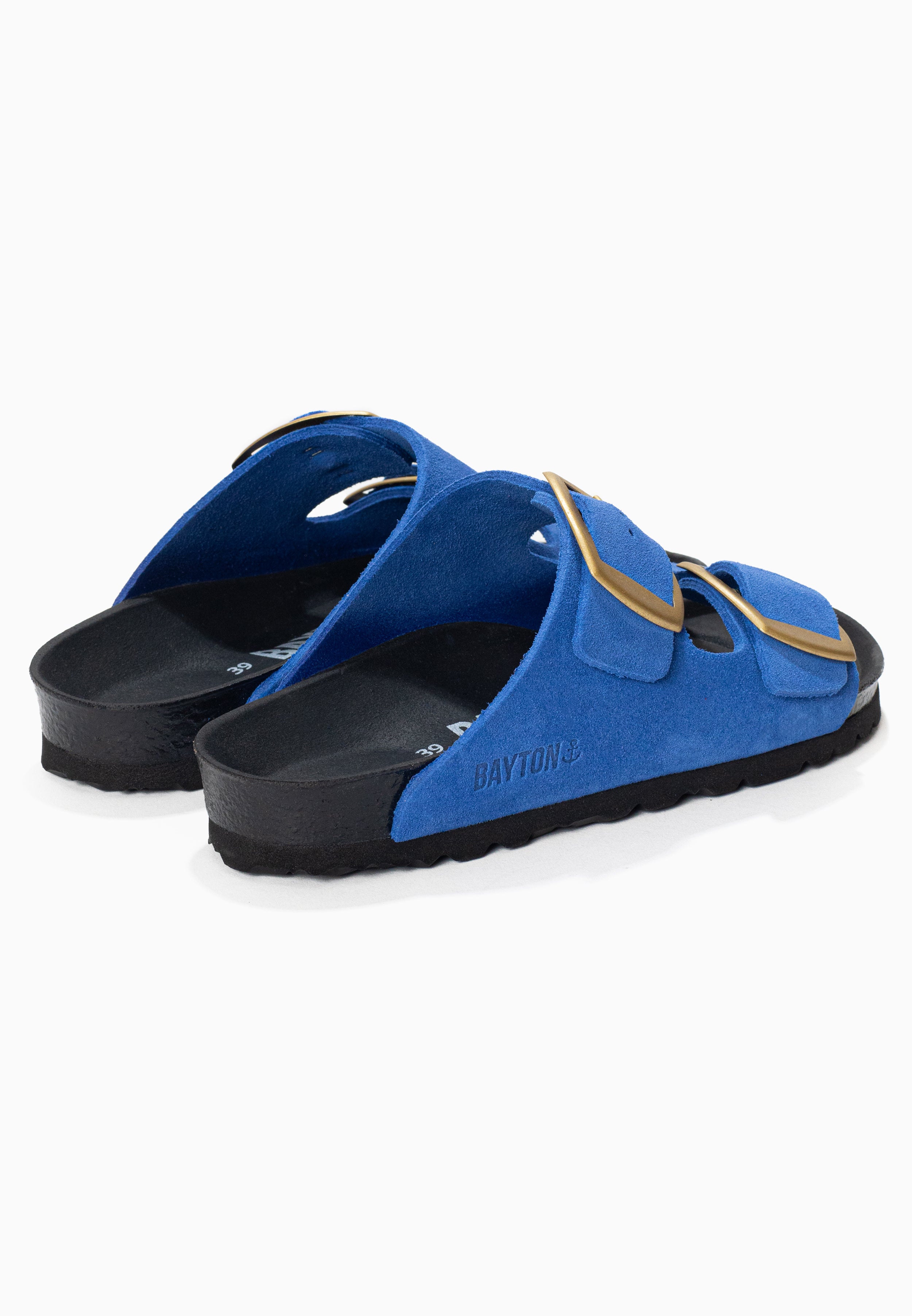 Alicante Blue Suede Leather 2 Strap Sandals