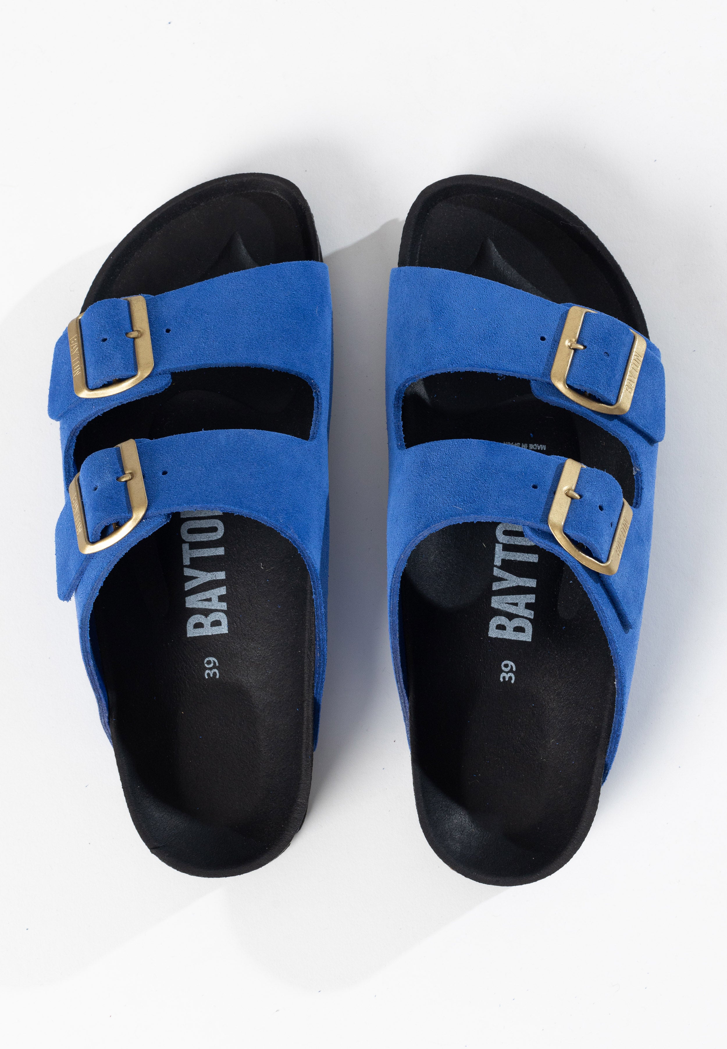 Atlas Blue Suede Leather 2 Strap Sandals