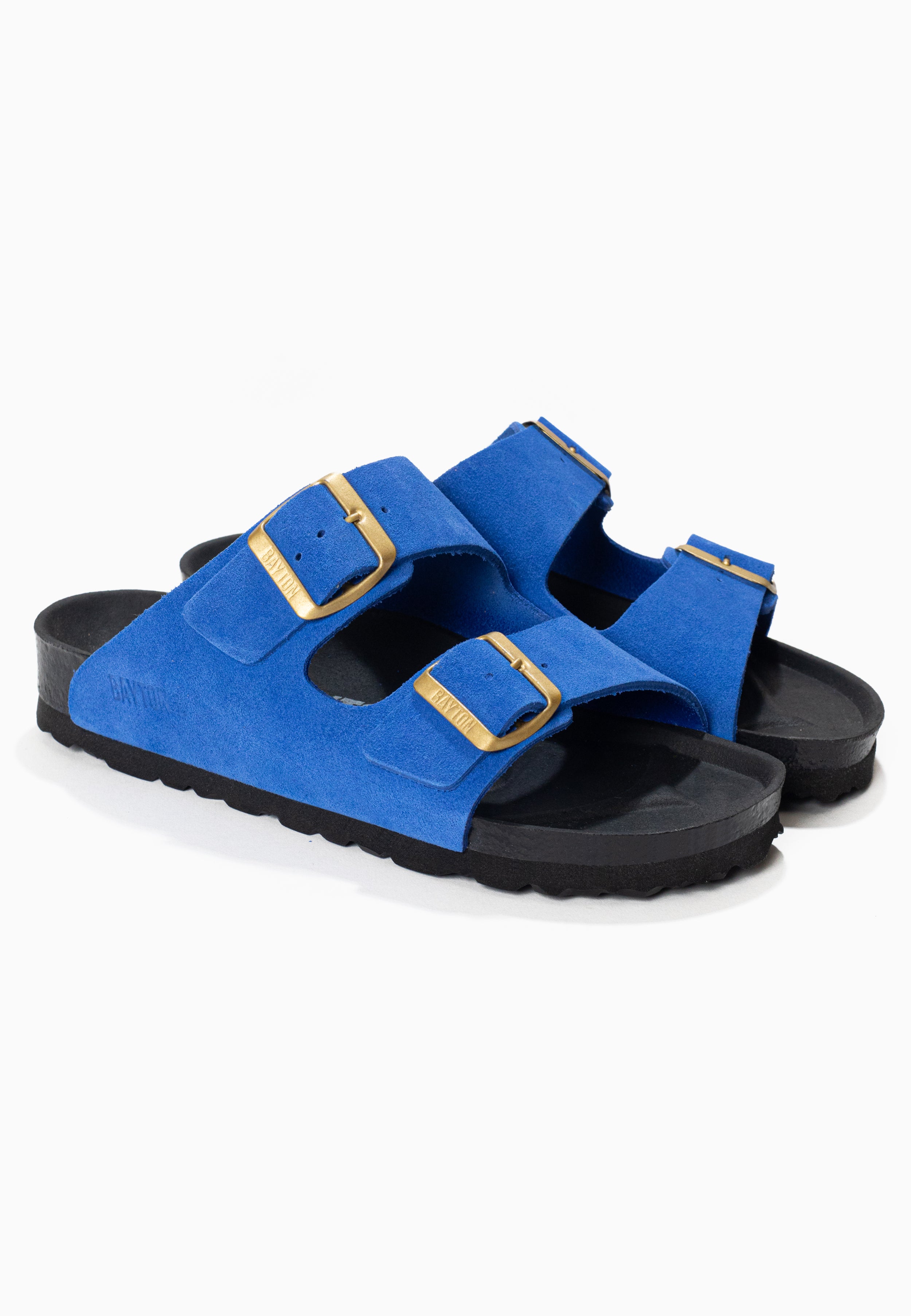 Sandales 2 Brides Atlas Bleu en Cuir Suédé