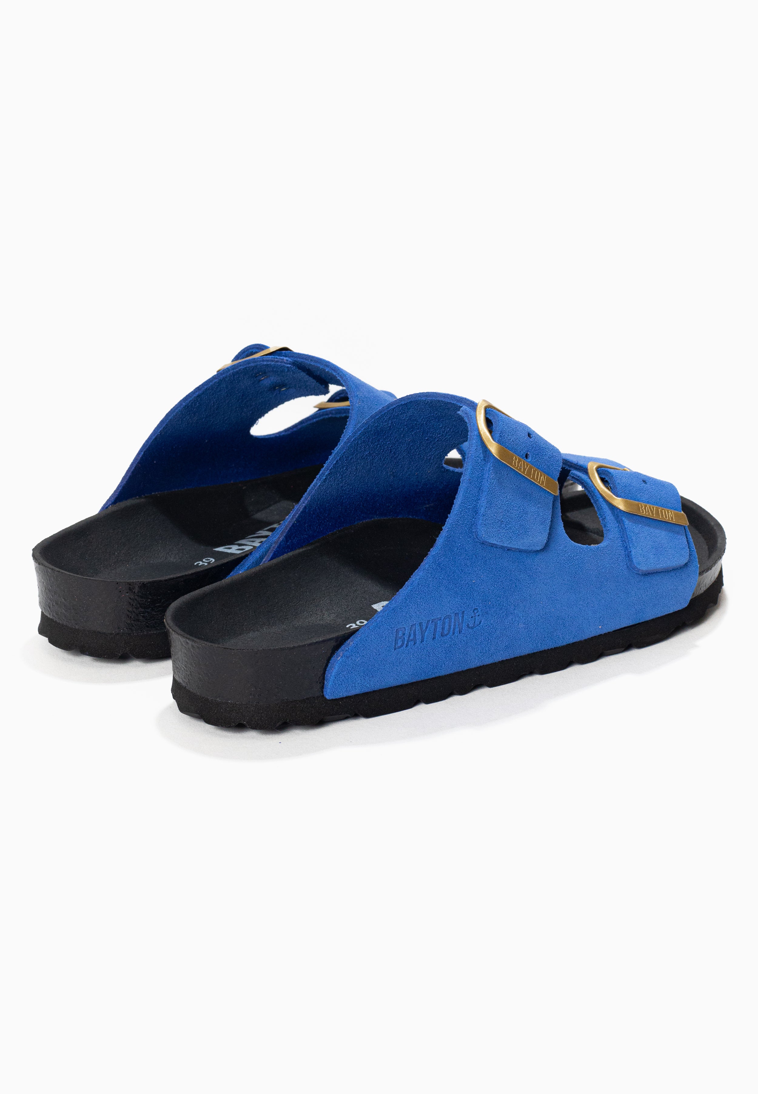 Sandales 2 Brides Atlas Bleu en Cuir Suédé