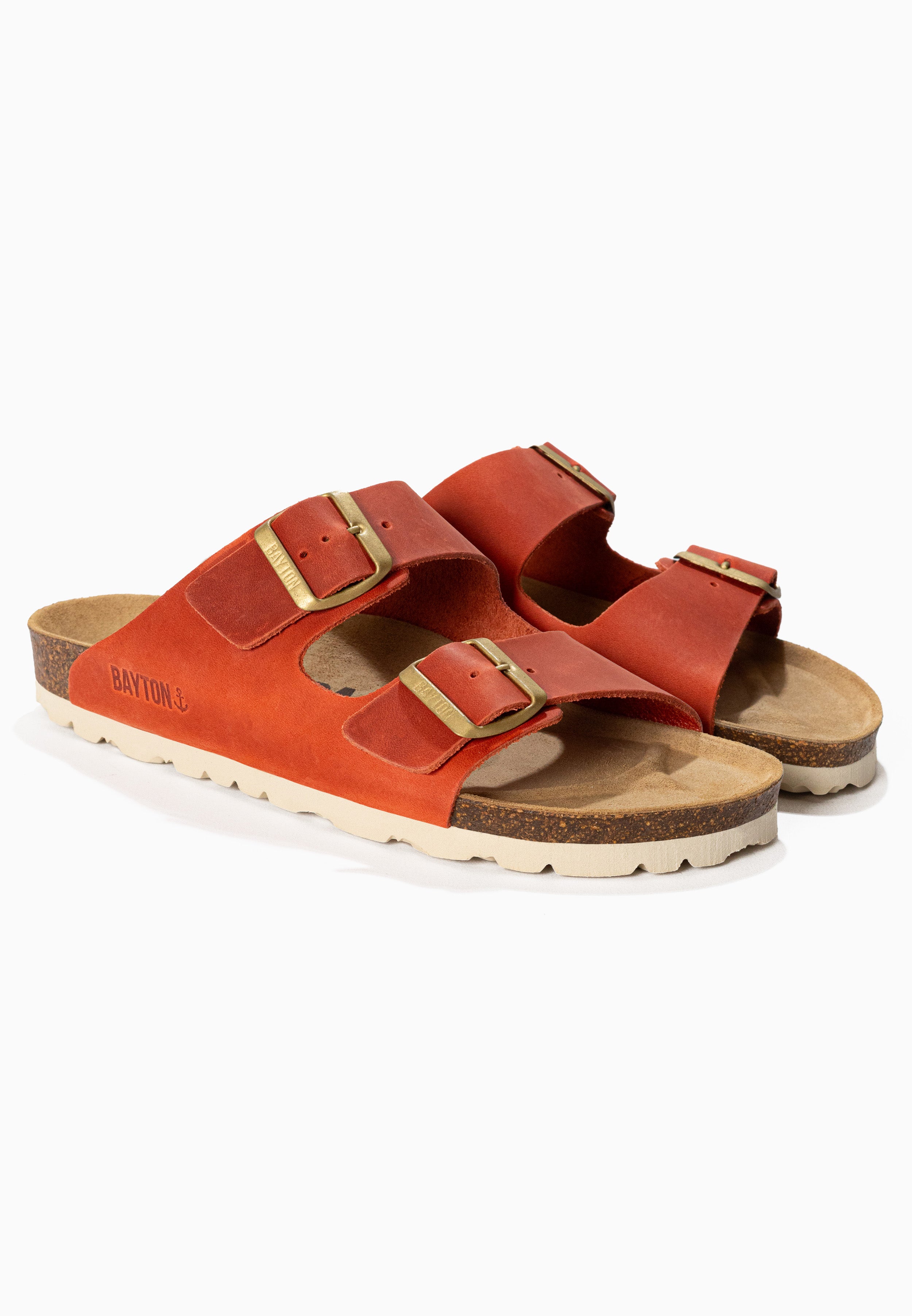 Atlas Orange 2 Strap Sandals 100% Leather