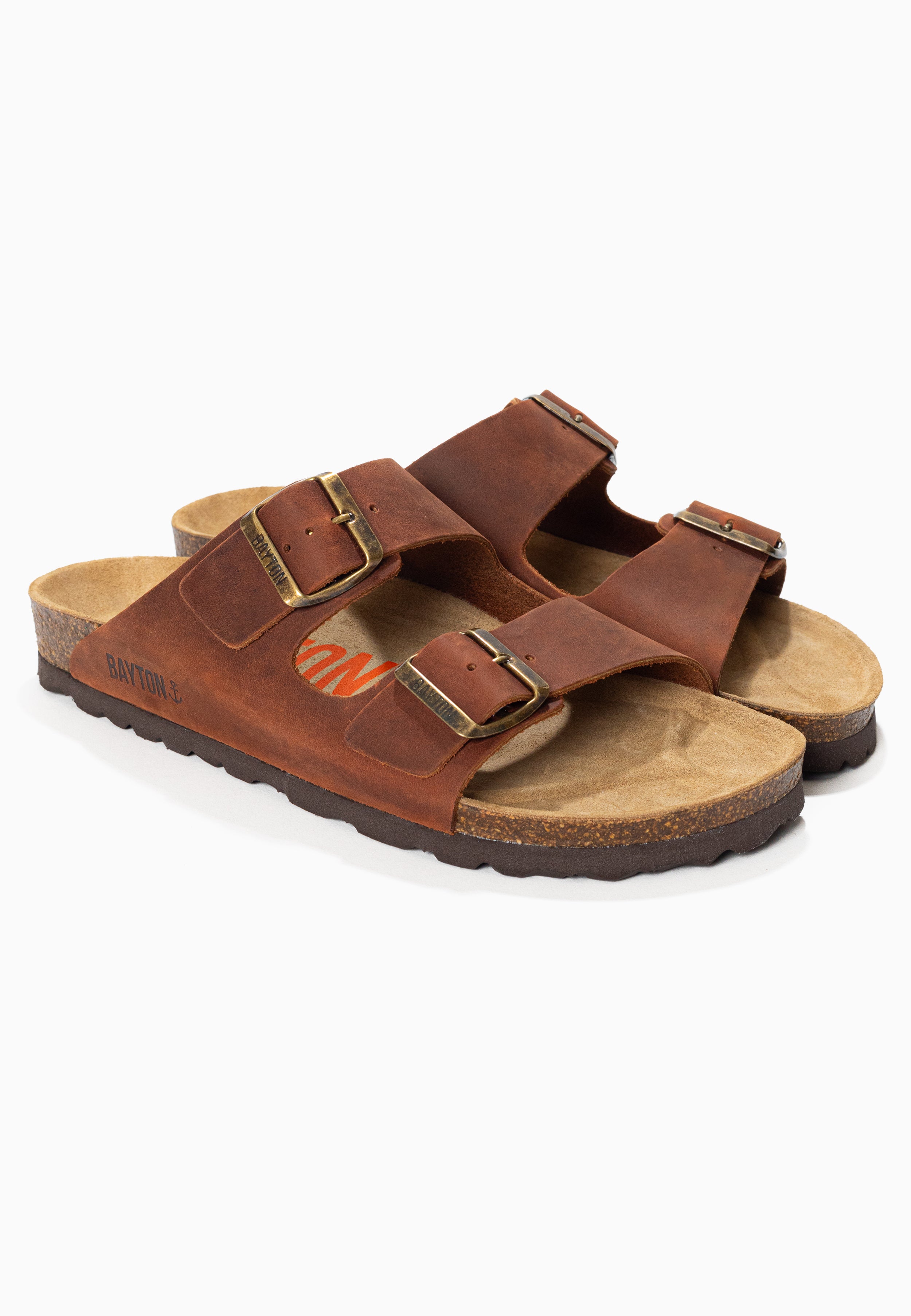 Atlas Brown 2 Strap Sandals 100% Leather