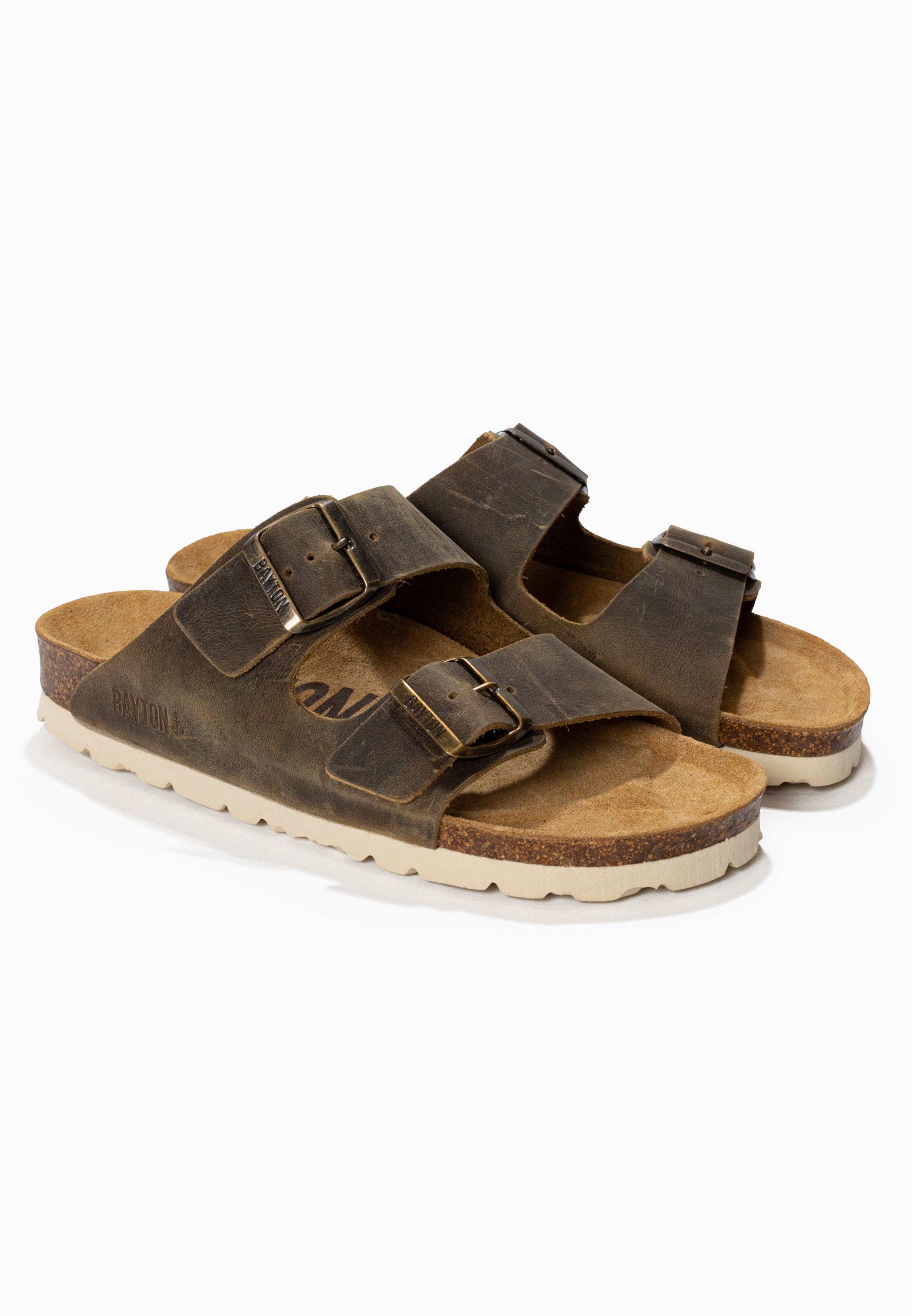 Atlas Brown 2 Strap Sandals 100% Leather