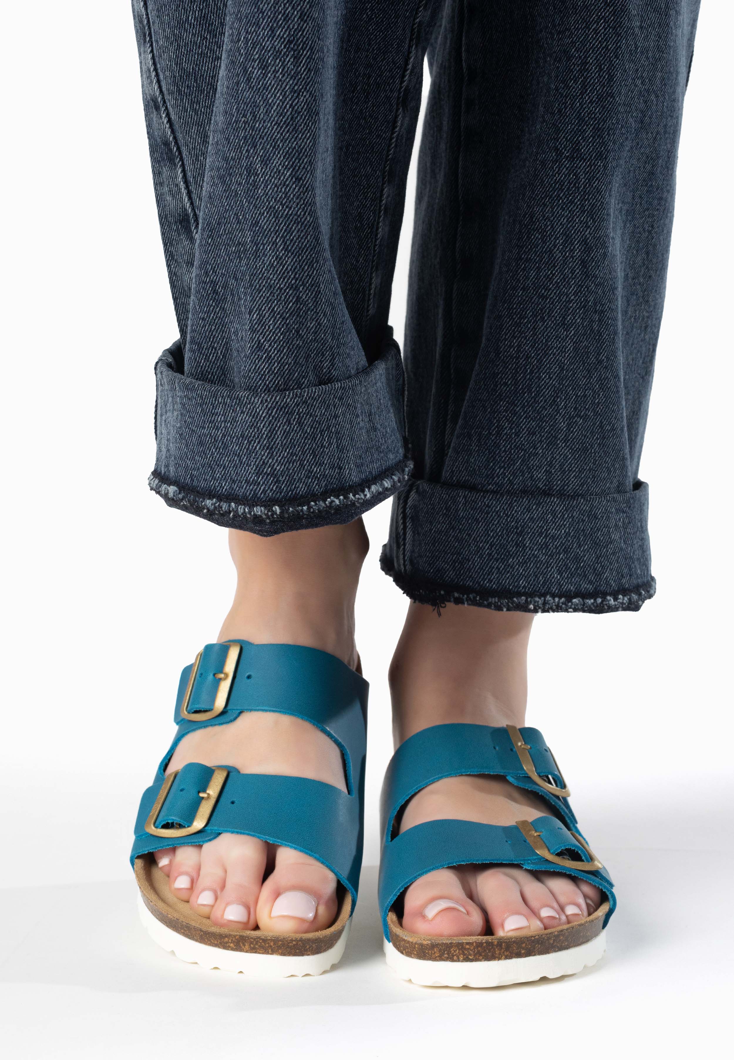 Atlas Blue 2 Strap Sandals 100% Leather