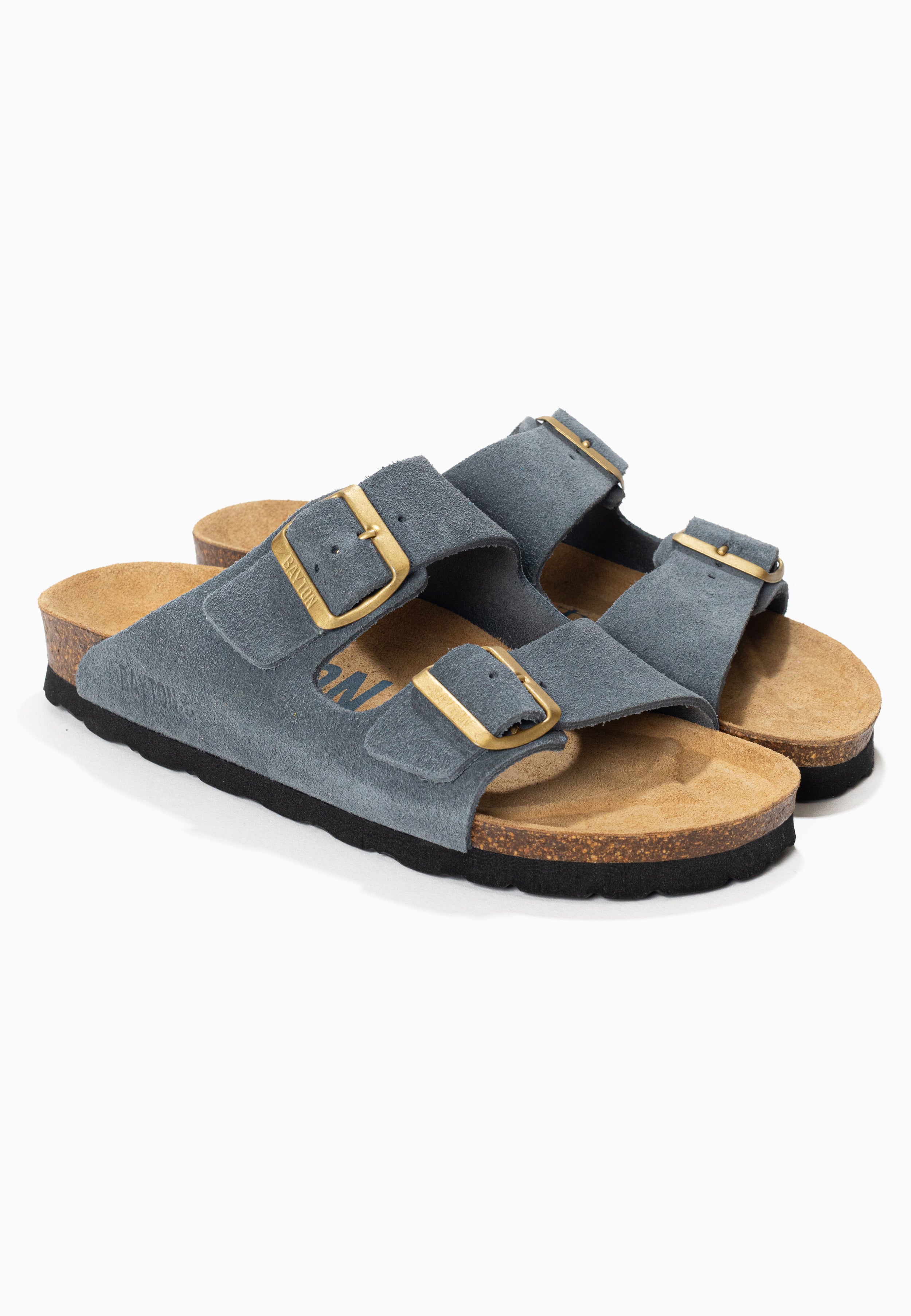 Atlas Grey Suede Leather 2 Strap Sandals