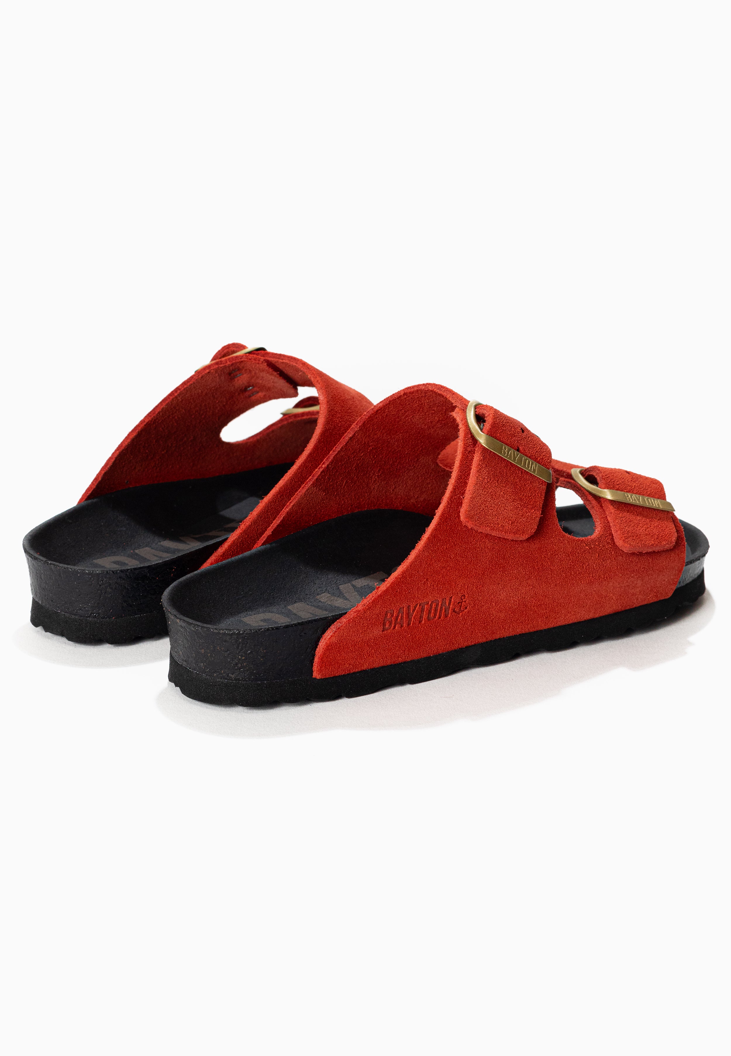 Atlas Orange Suede Leather 2 Strap Sandals