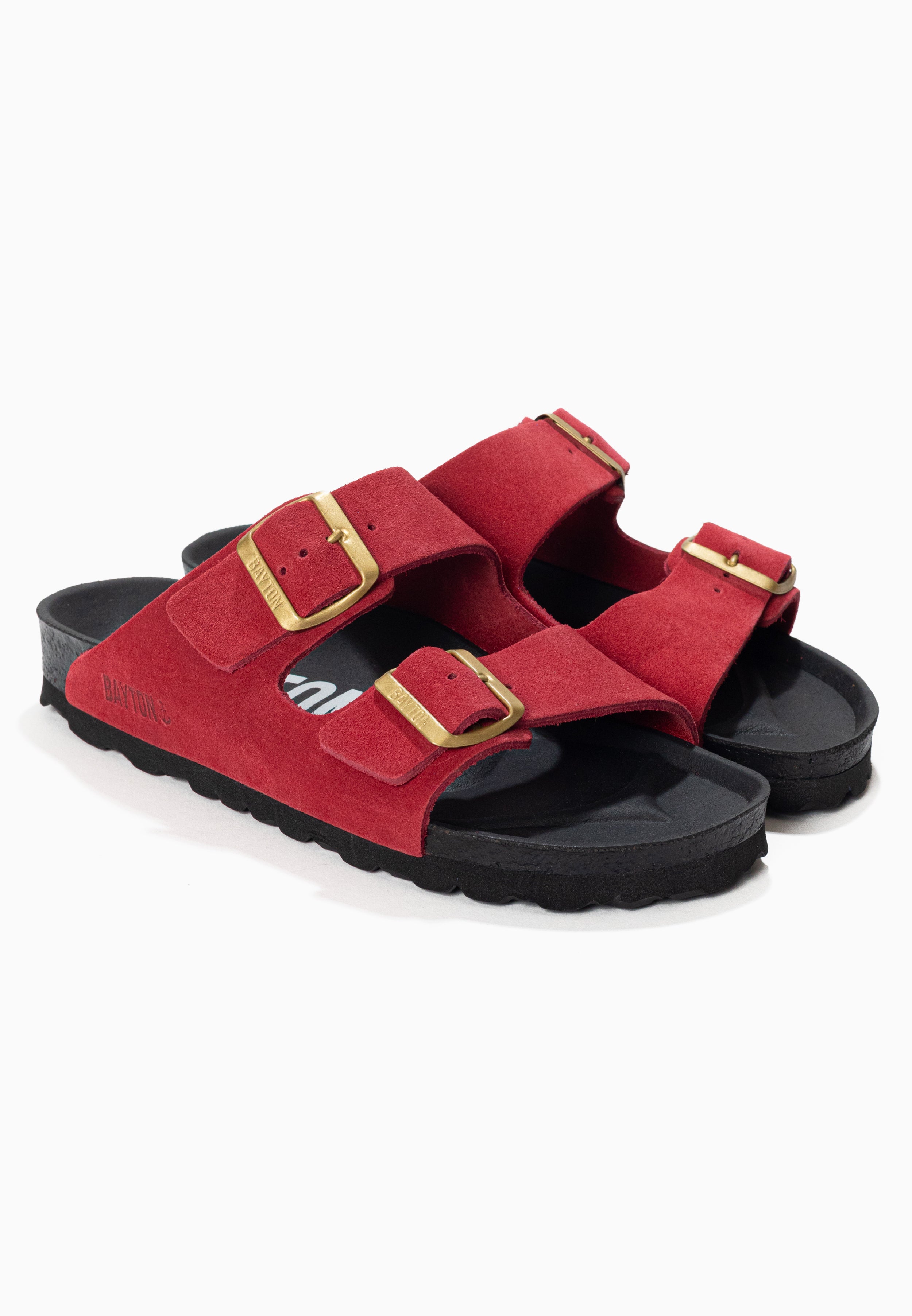 Atlas Bordeaux Suede Leather 2 Strap Sandals