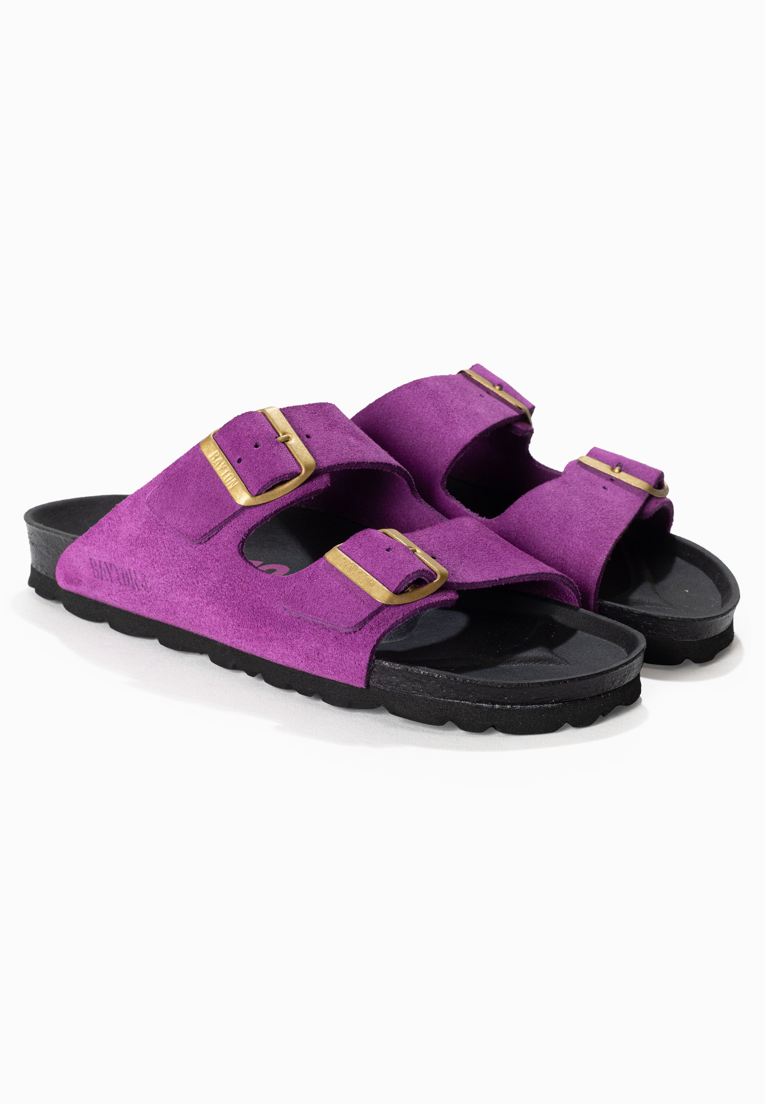 Atlas Violet Suede Leather 2 Strap Sandals