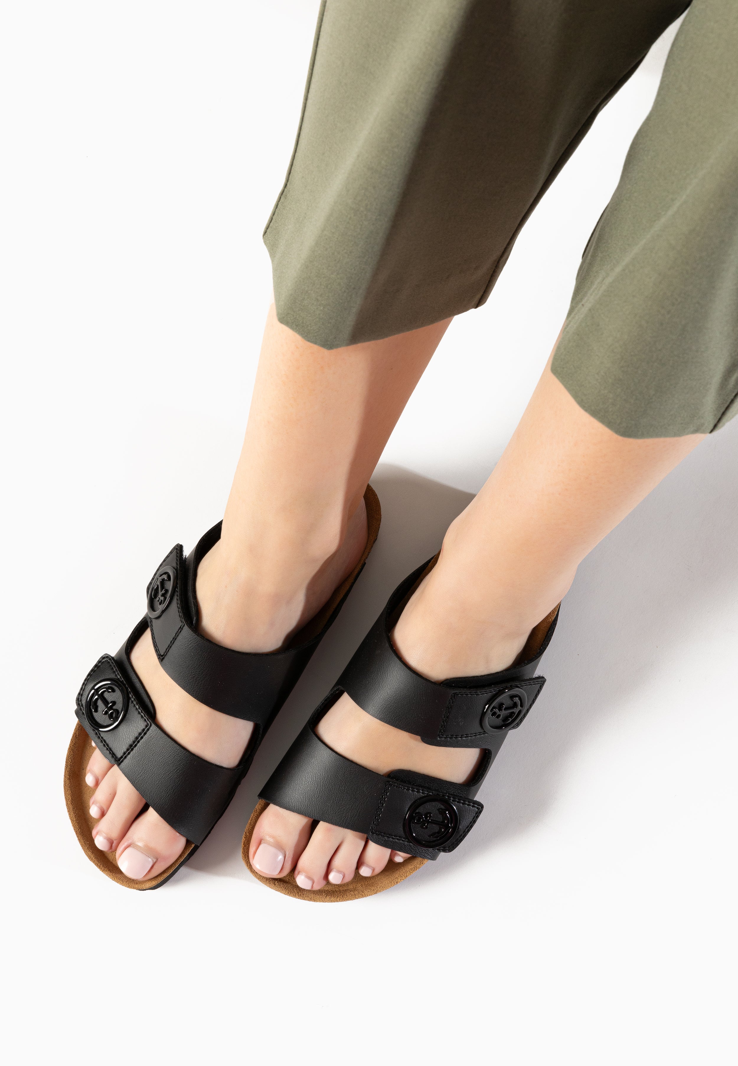 Black Anatol 2 Strap Sandals