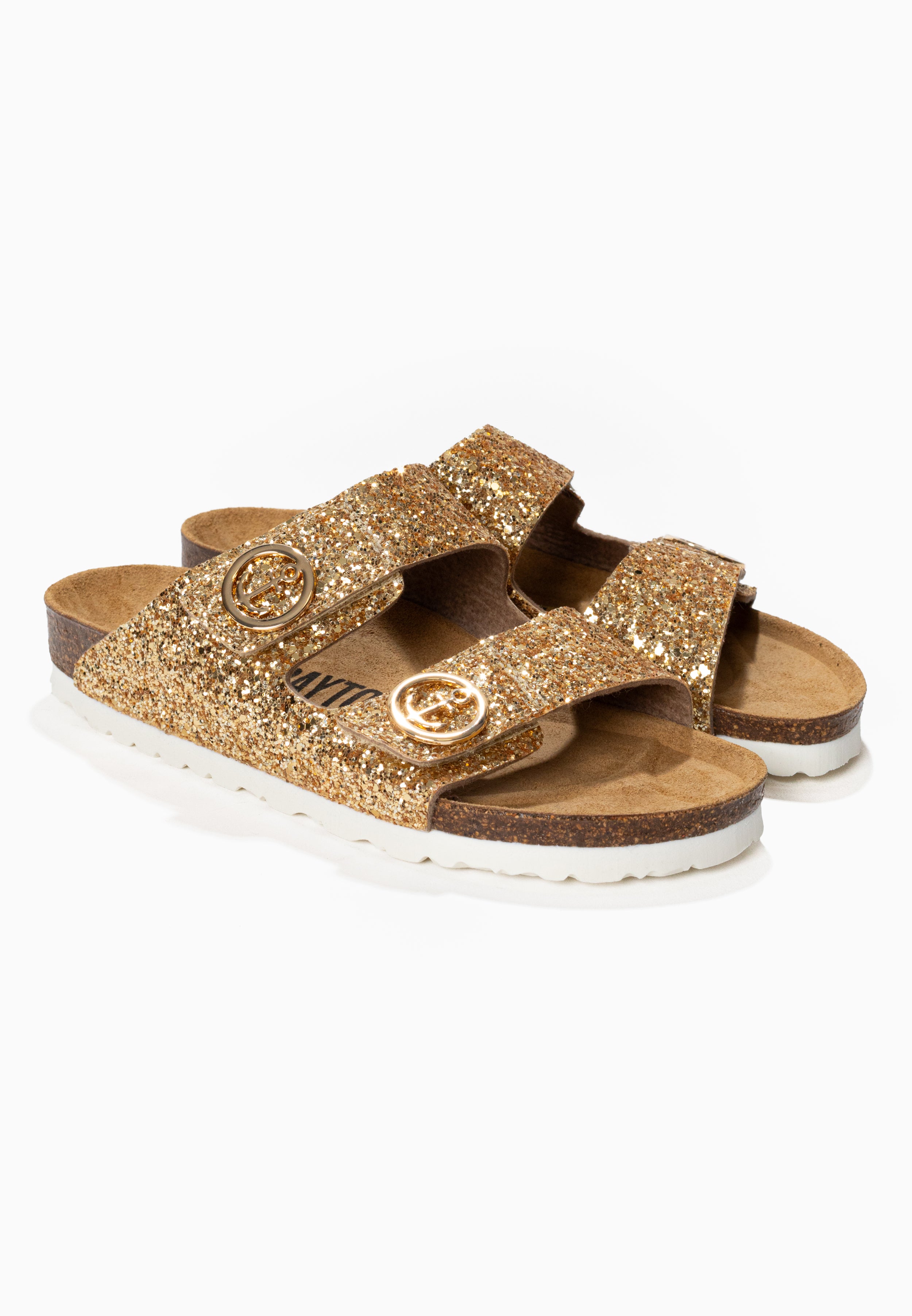 Anatol Gold Glitter 2 Strap Sandals