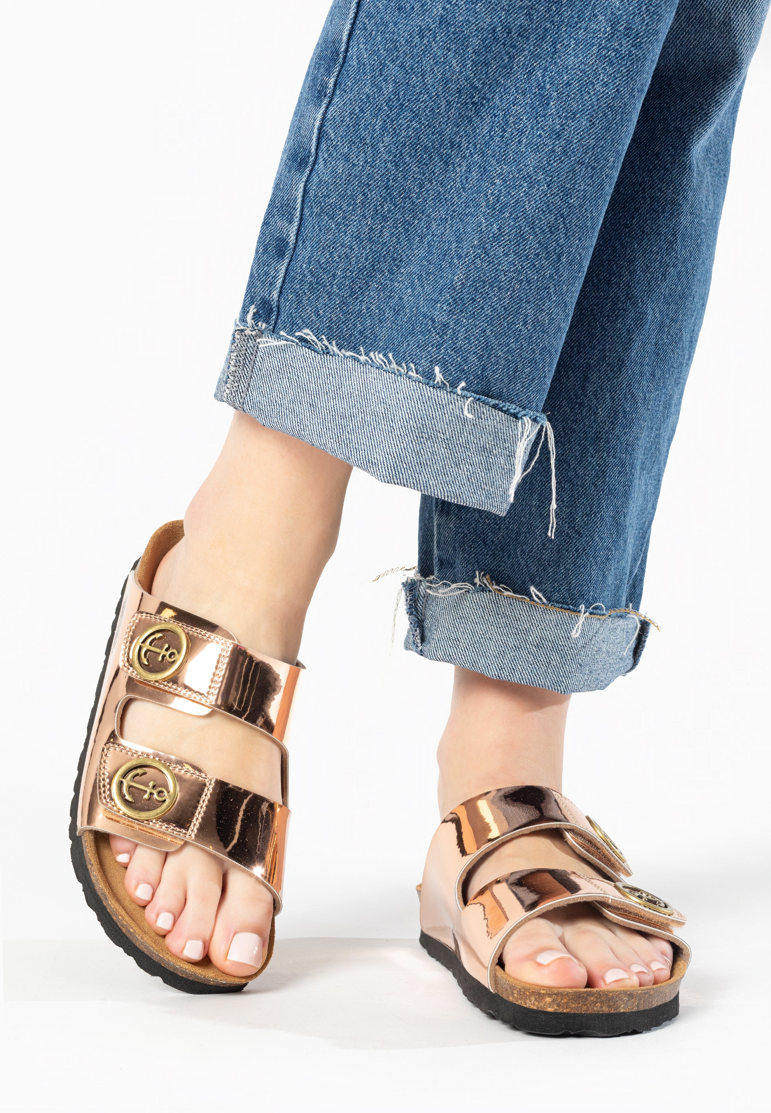 Anatol Rose Gold 2 Strap Sandals