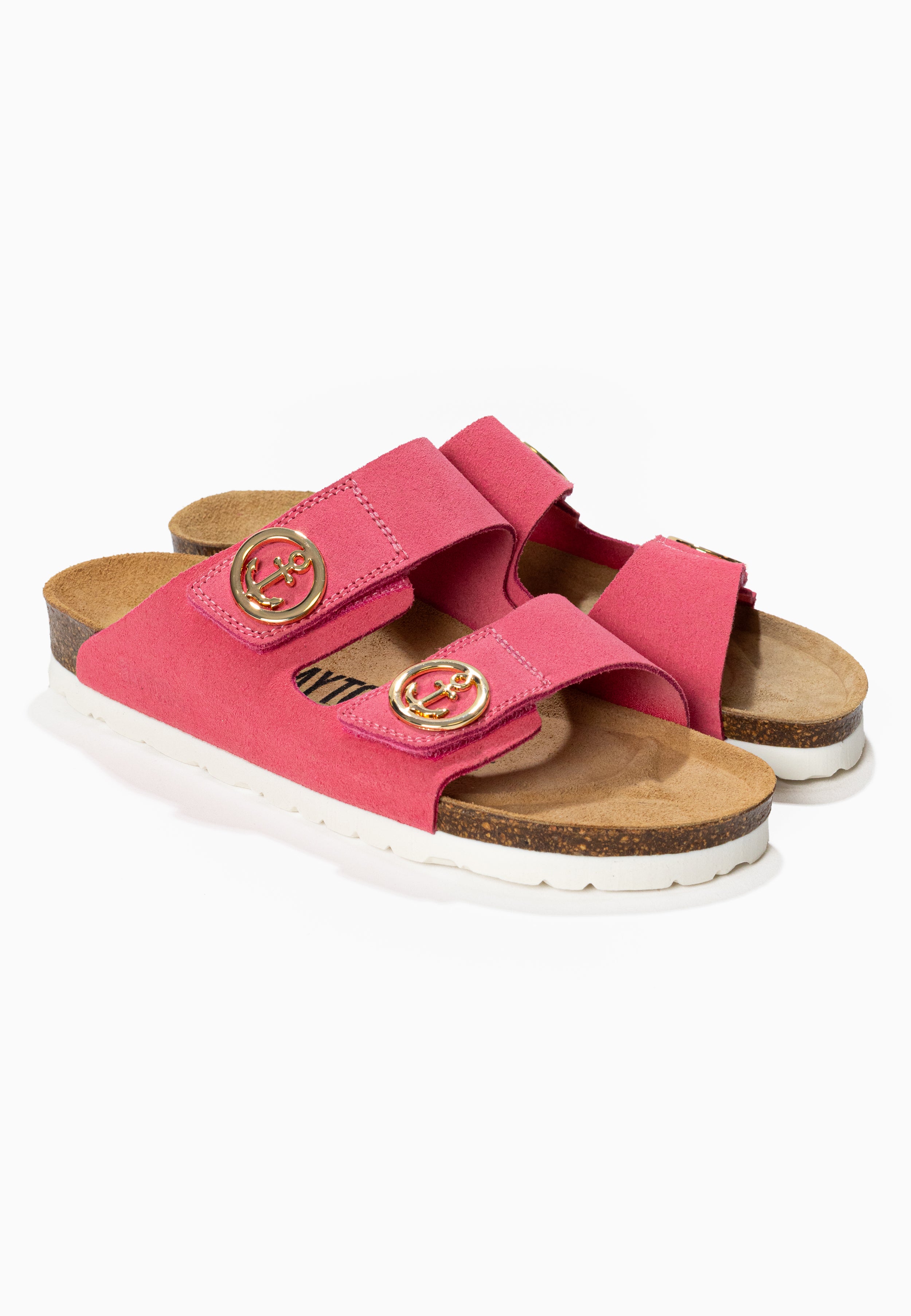 Anatol Pink Suede Leather 2 Strap Sandals