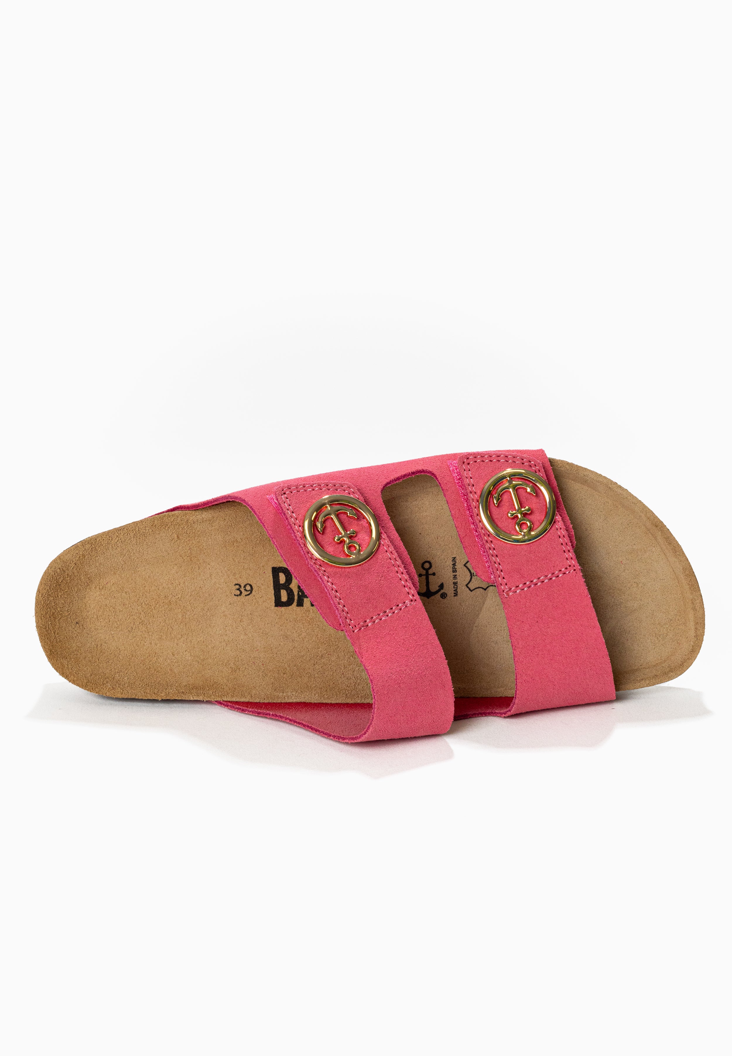 Anatol Pink Suede Leather 2 Strap Sandals