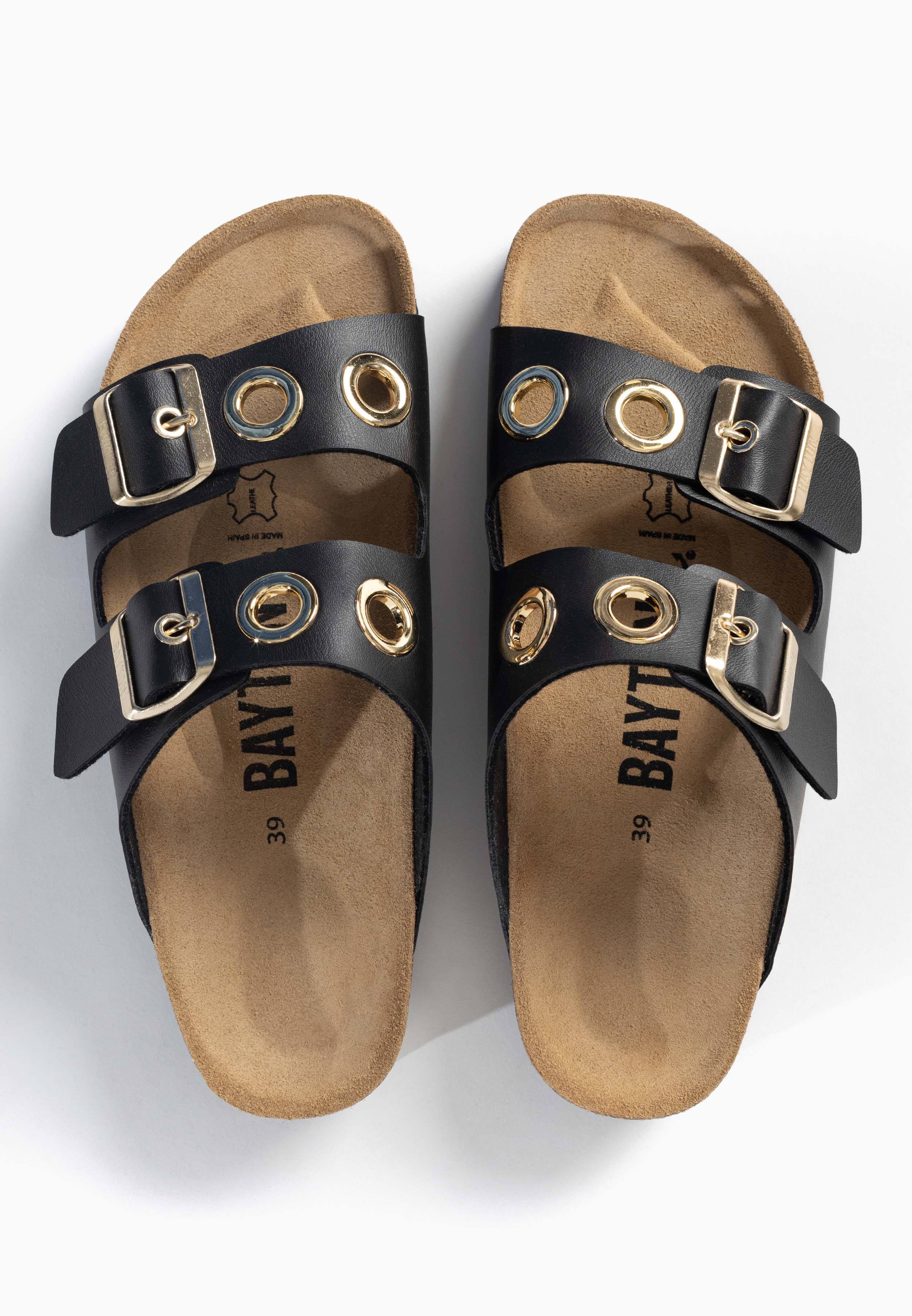 Janny Black 2 Strap Sandals