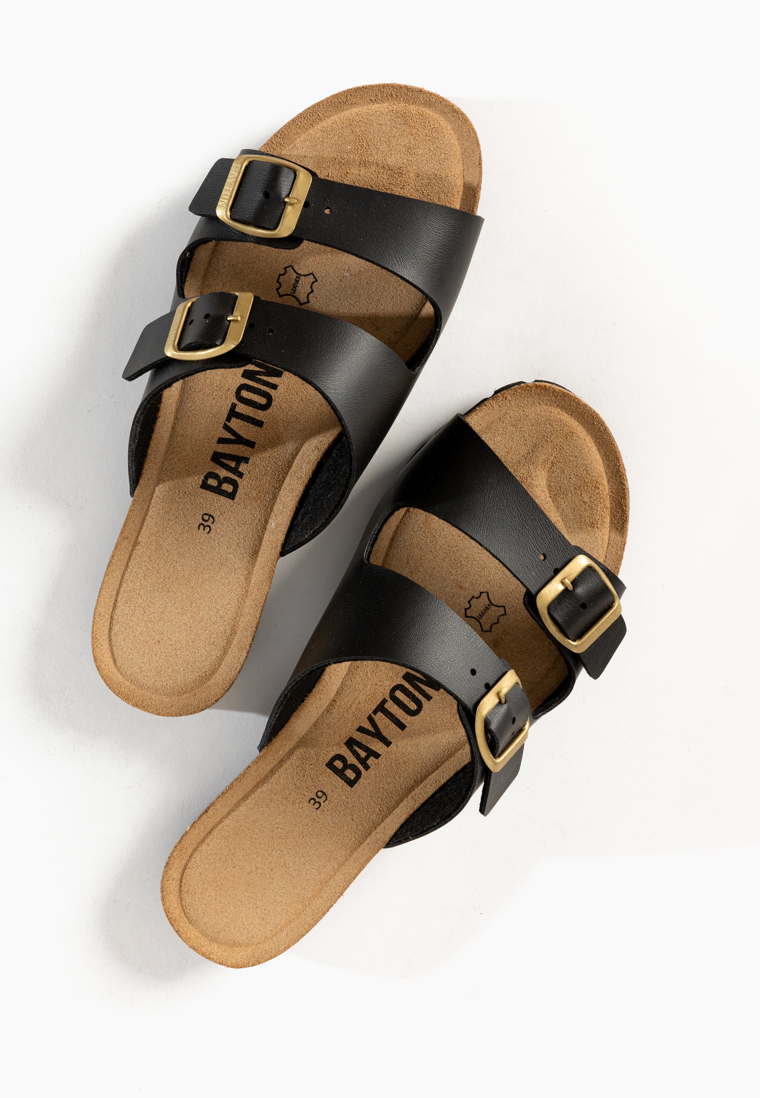 Black Astrakan 2 Strap Sandals