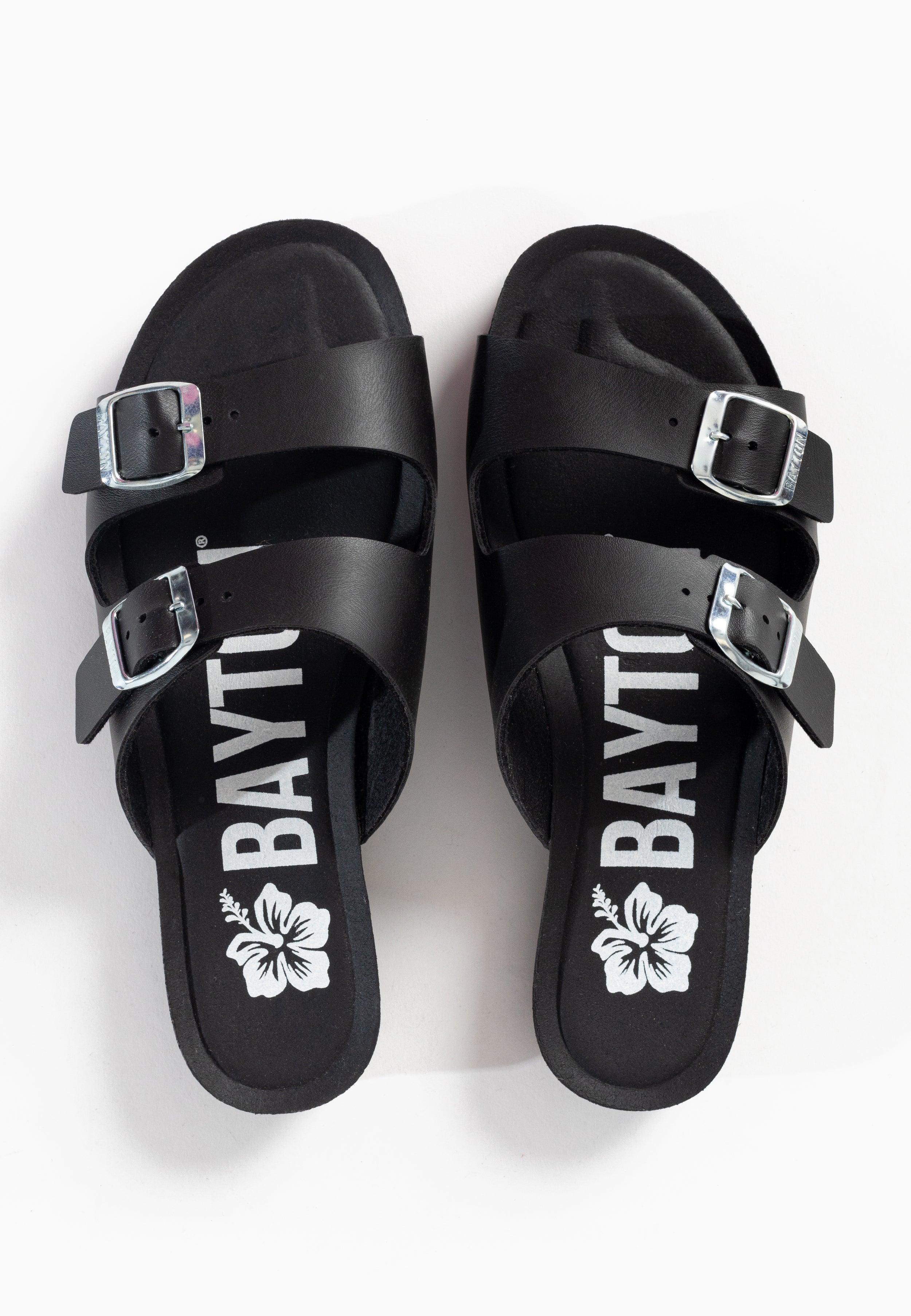 Black Astrakan 2 Strap Sandals