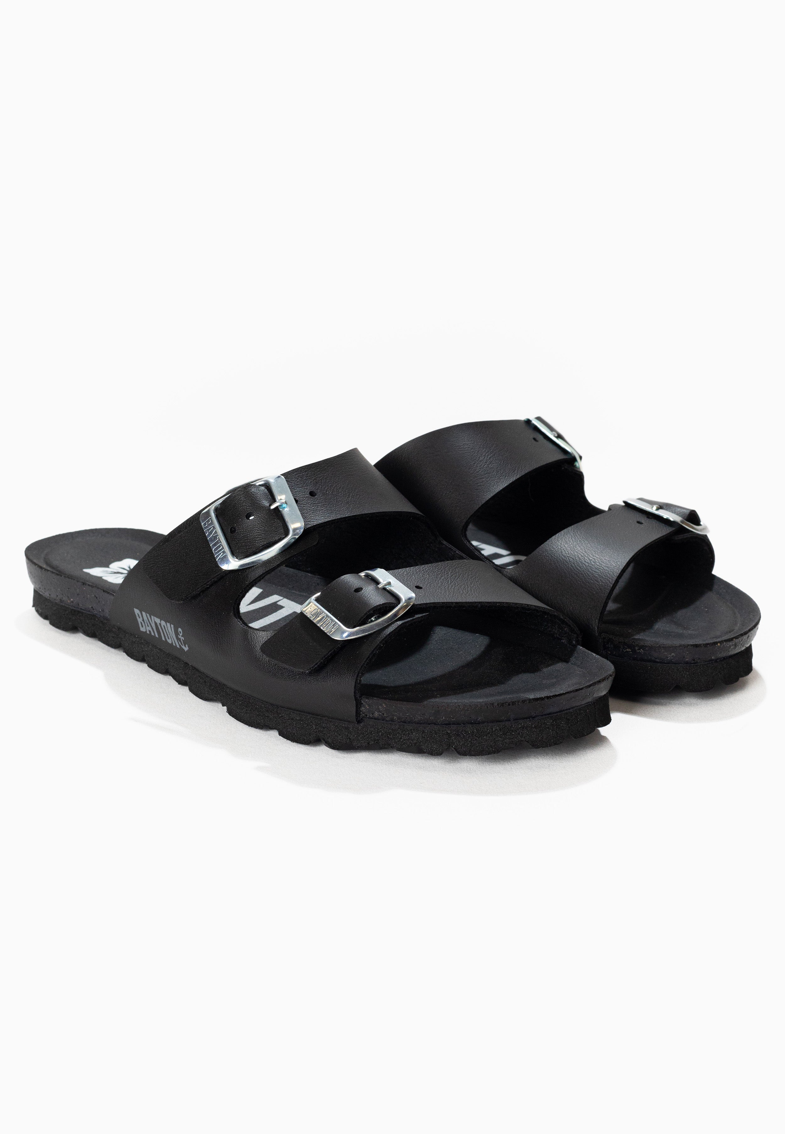 Black Astrakan 2 Strap Sandals