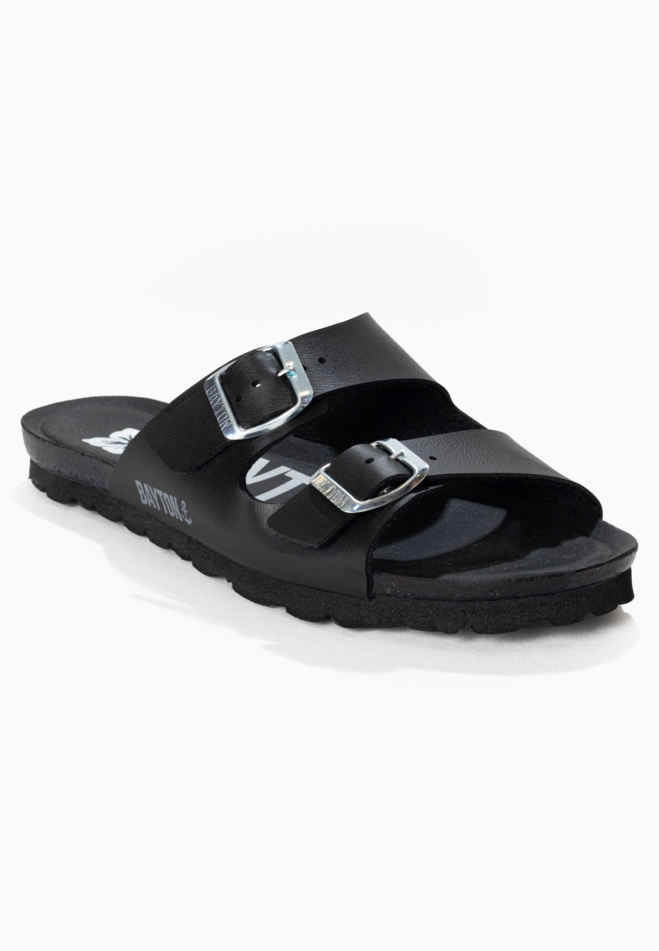 Black Astrakan 2 Strap Sandals