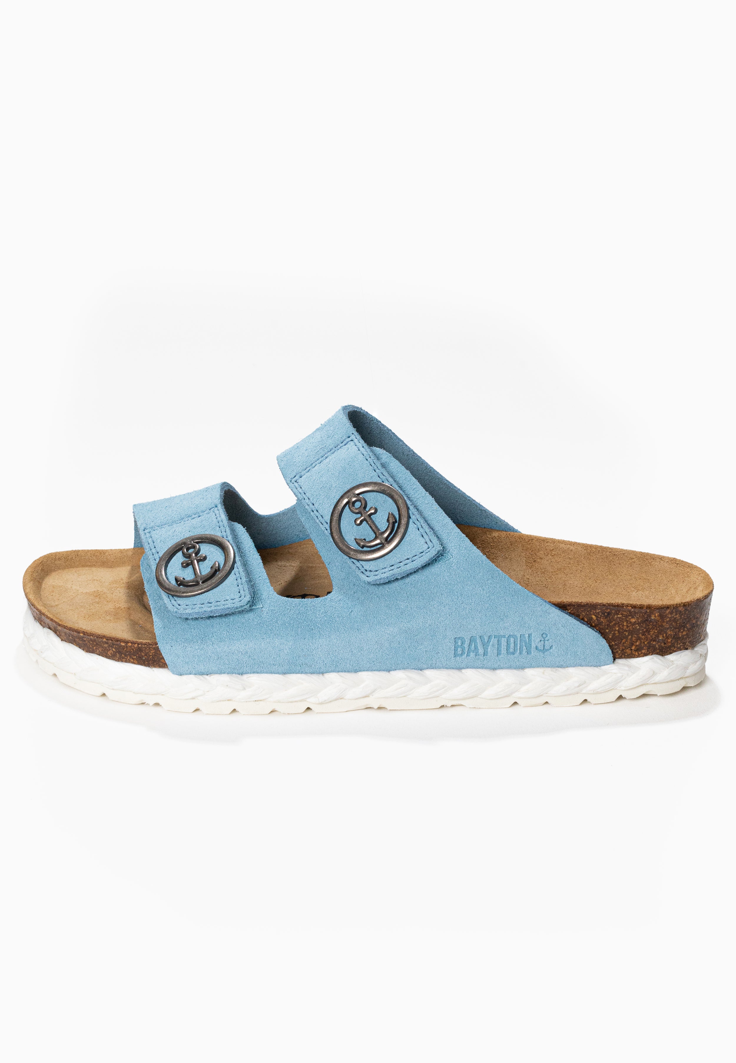 Belinda 2 Straps Sandals in Sky Blue Suede Leather