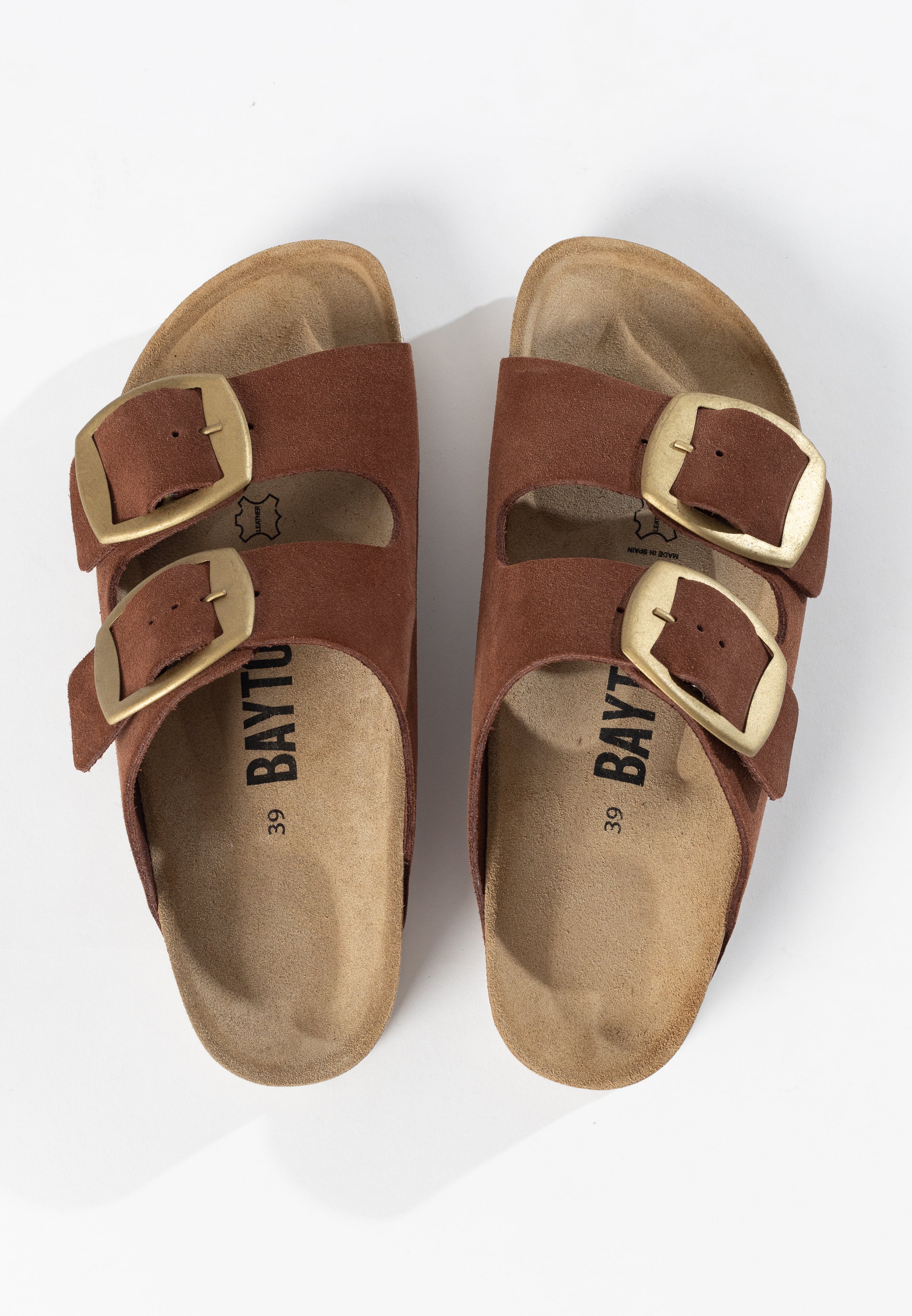 Alicante Brown Suede Leather 2 Strap Sandals