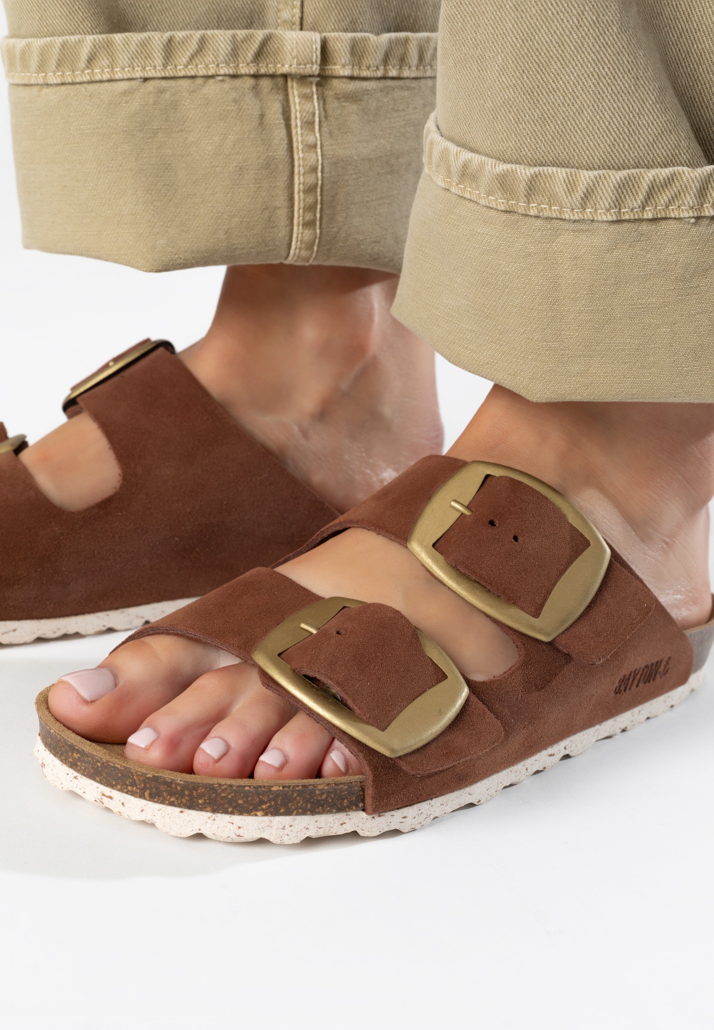 Alicante Brown Suede Leather 2 Strap Sandals