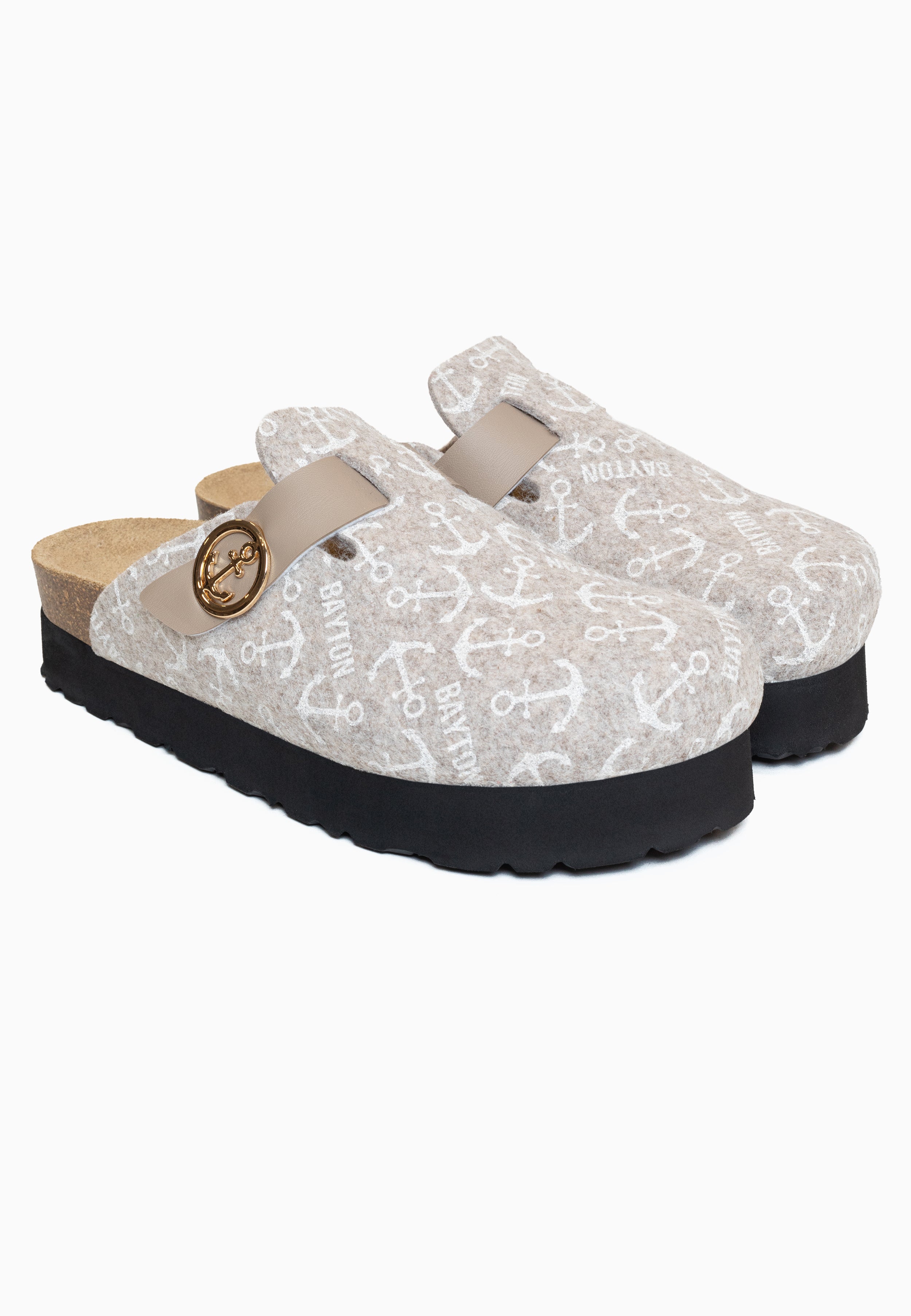 Arno Taupe and White Platform Clogs