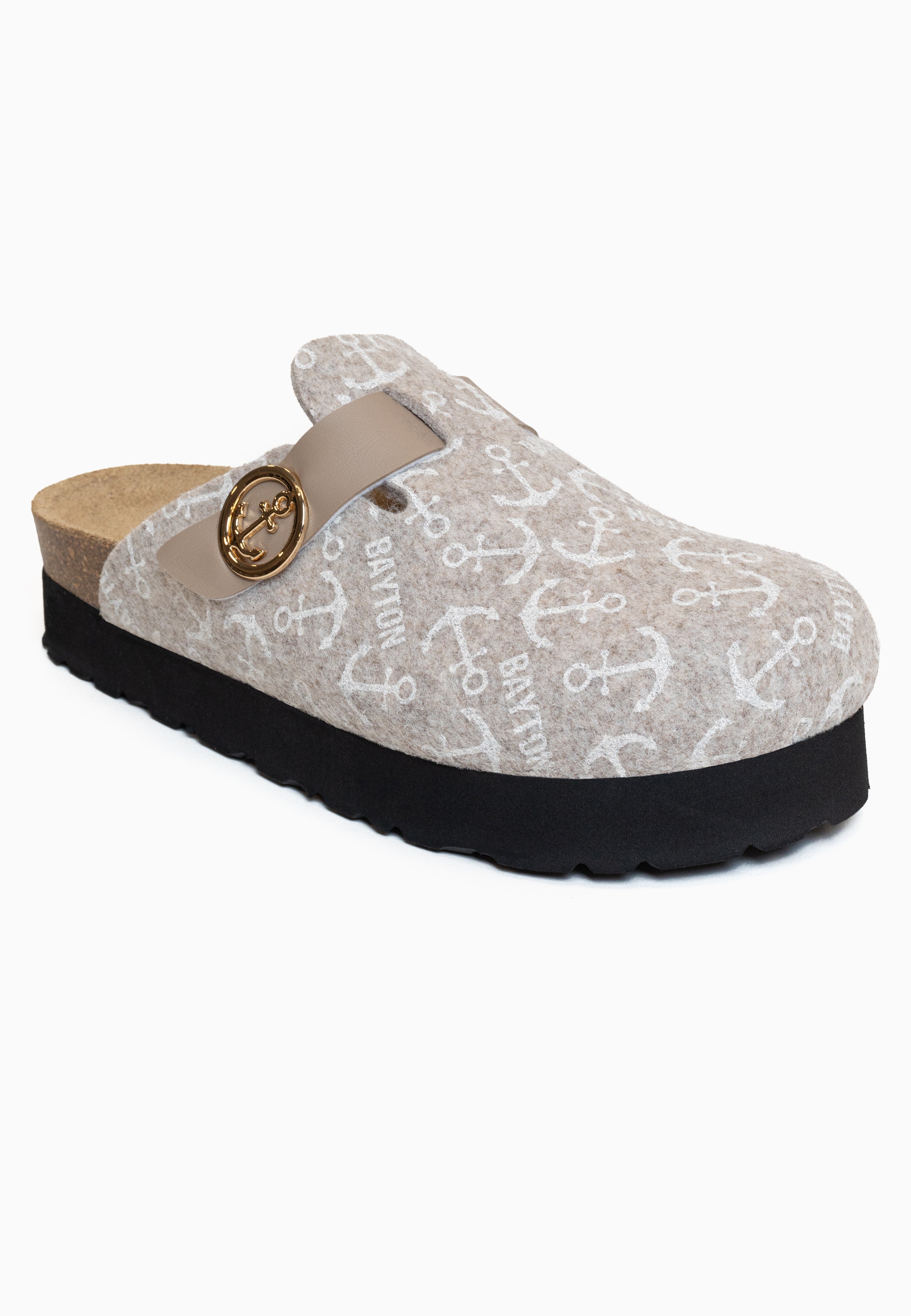 Arno Taupe and White Platform Clogs