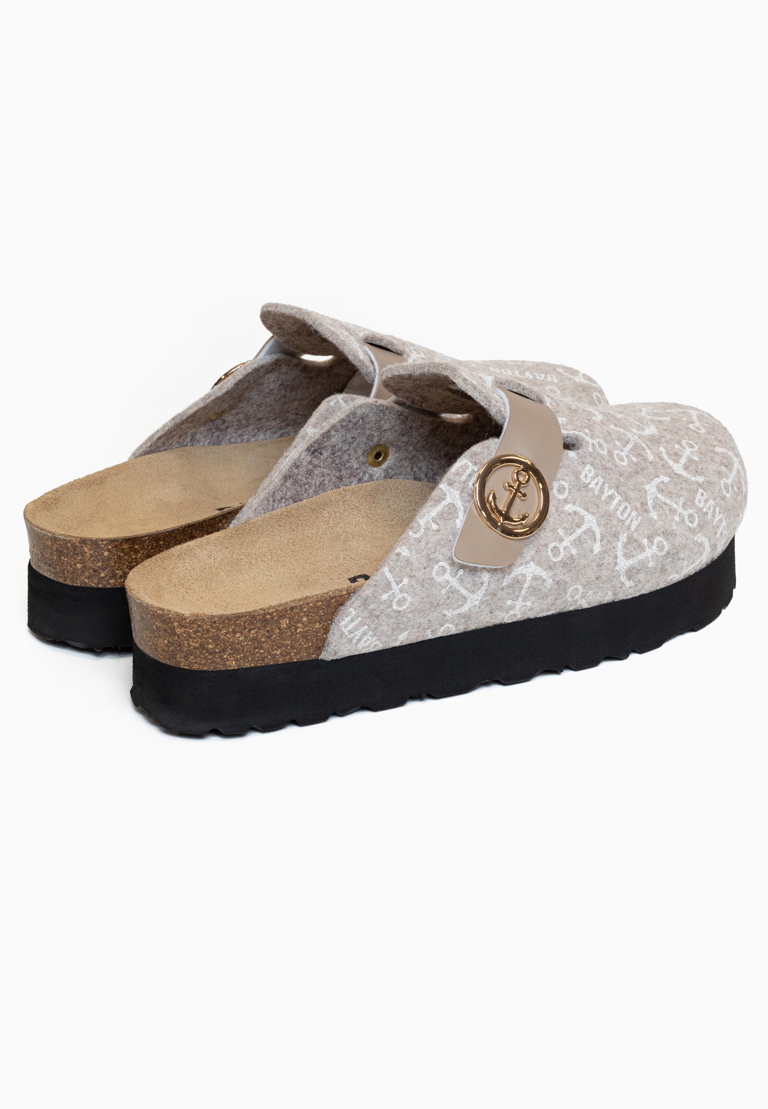 Arno Taupe and White Platform Clogs