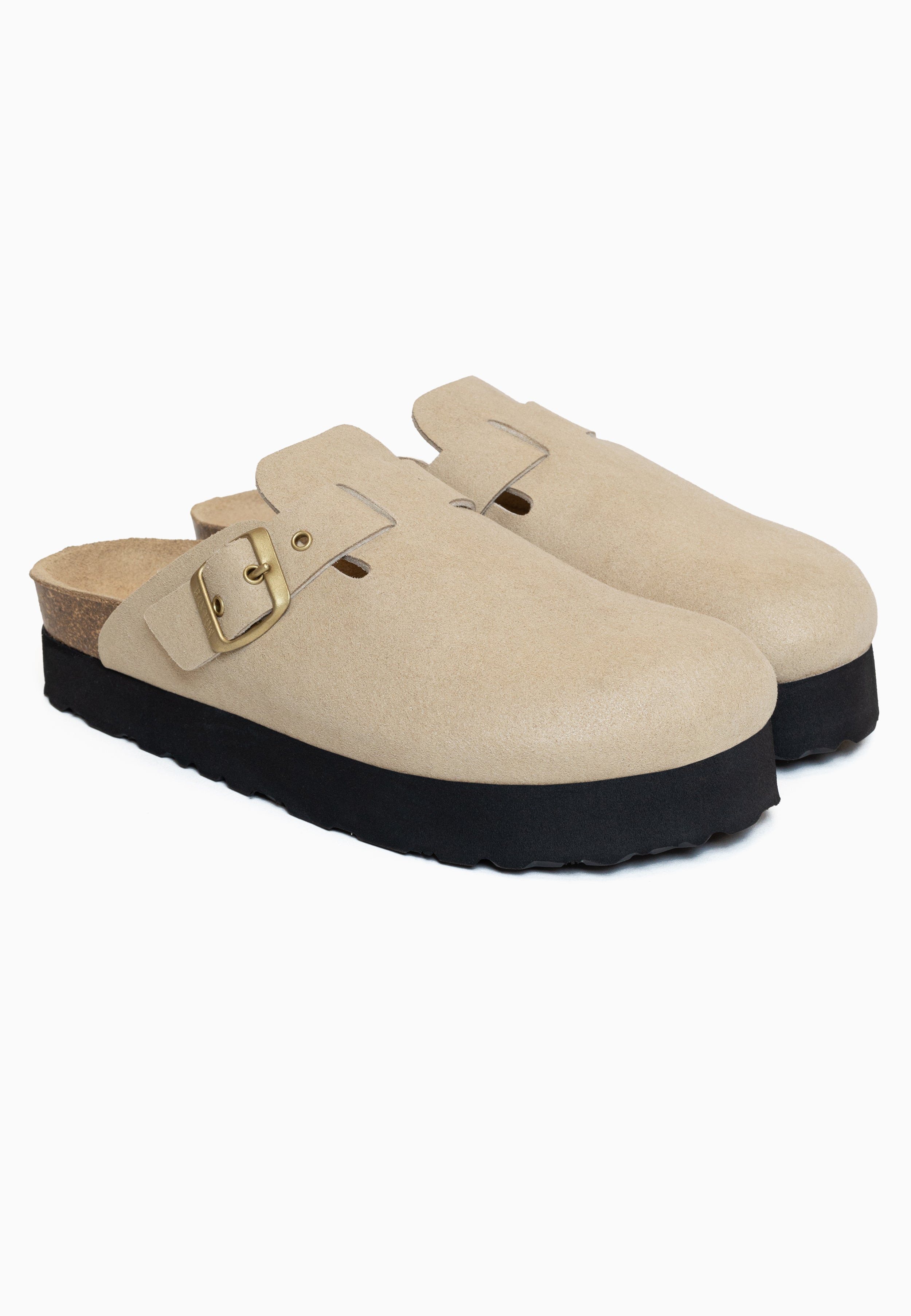 Elbe Taupe Platform Clogs