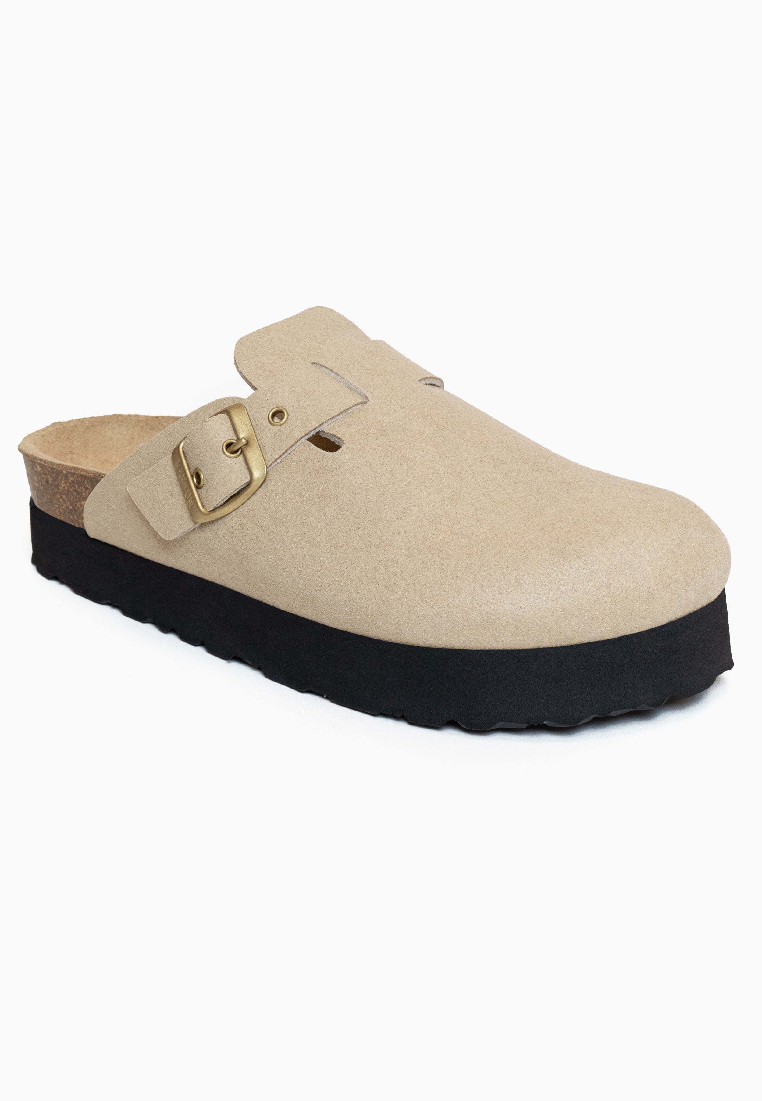 Elbe Taupe Platform Clogs