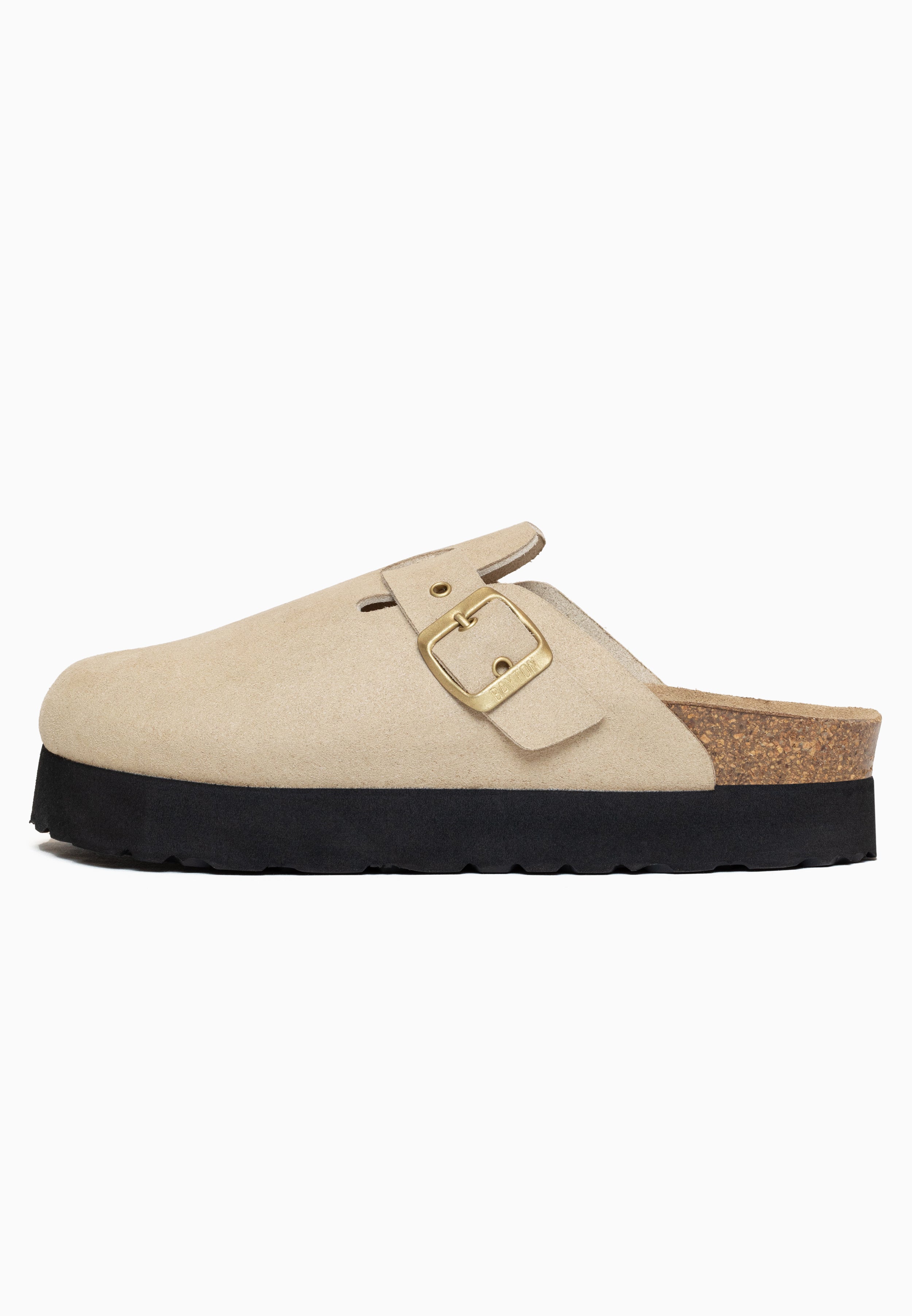 Elbe Taupe Platform Clogs