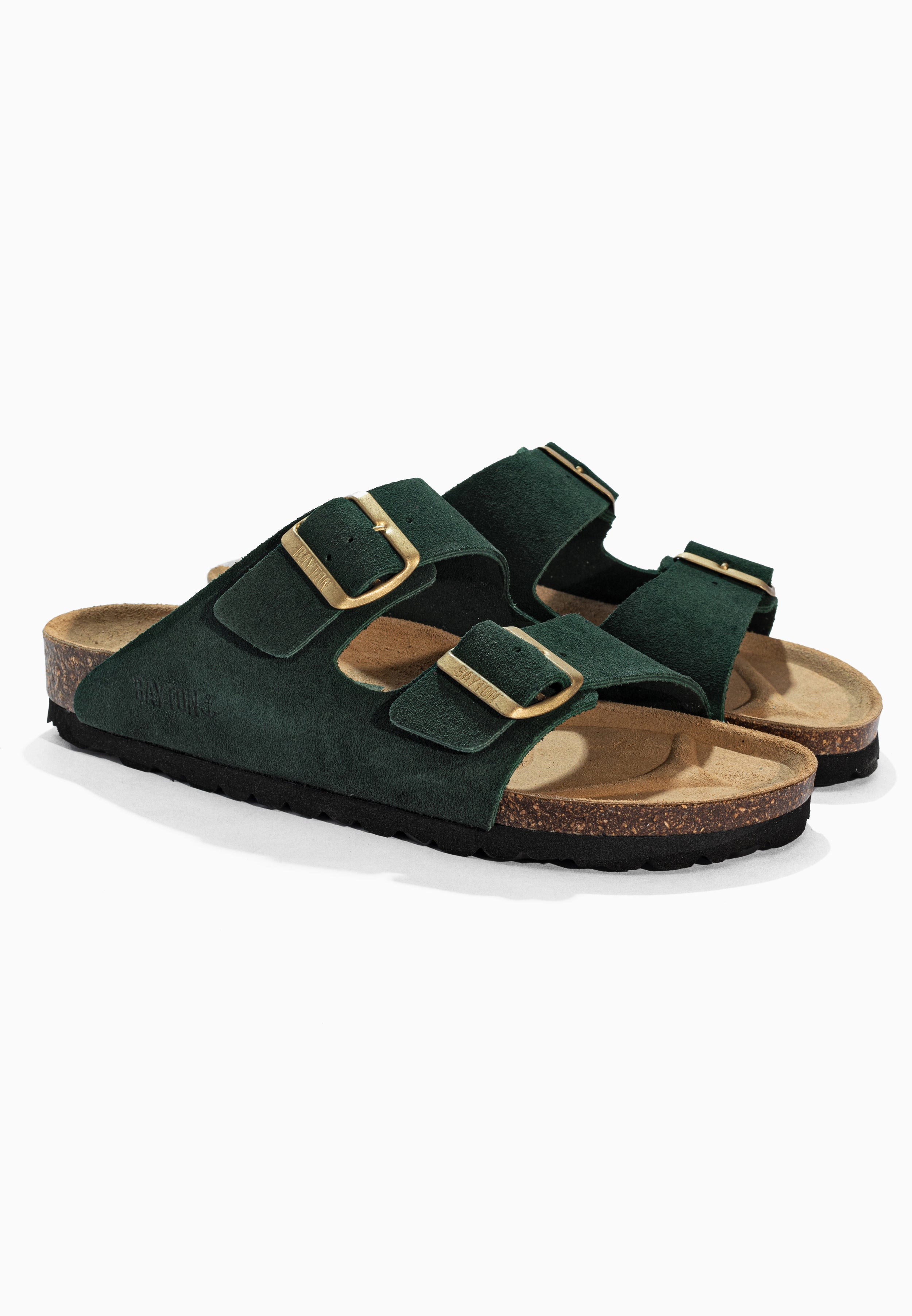 Atlas Dark Green Suede Leather Sandals