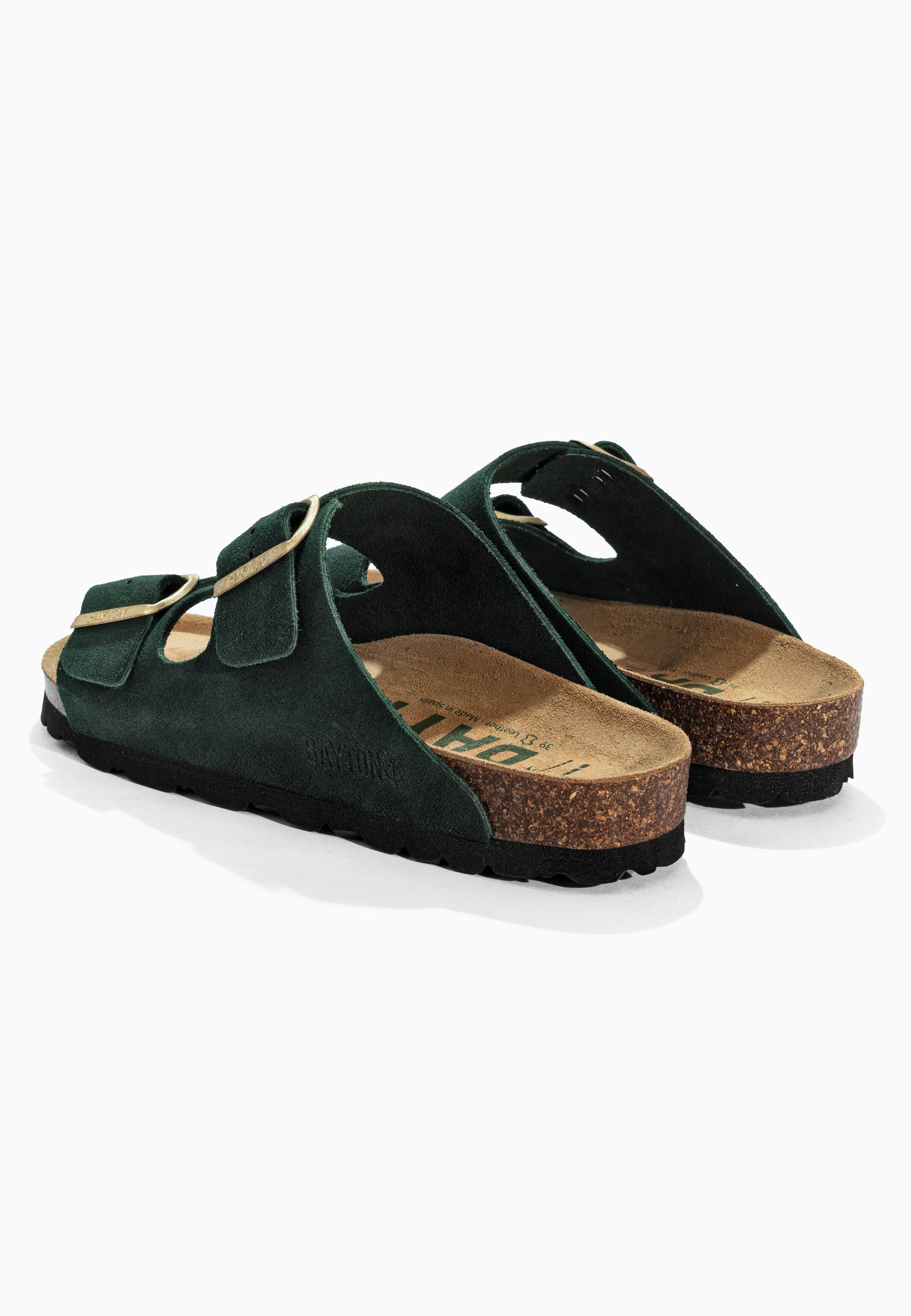 Atlas Dark Green Suede Leather Sandals