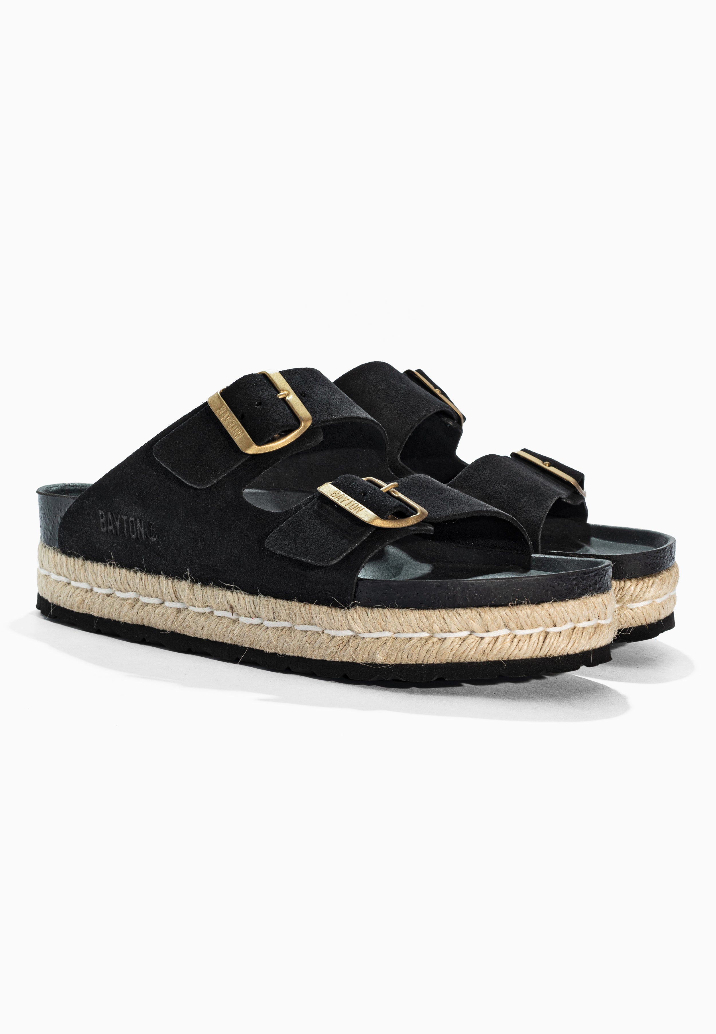 Alcee Black Suede Leather Sandals