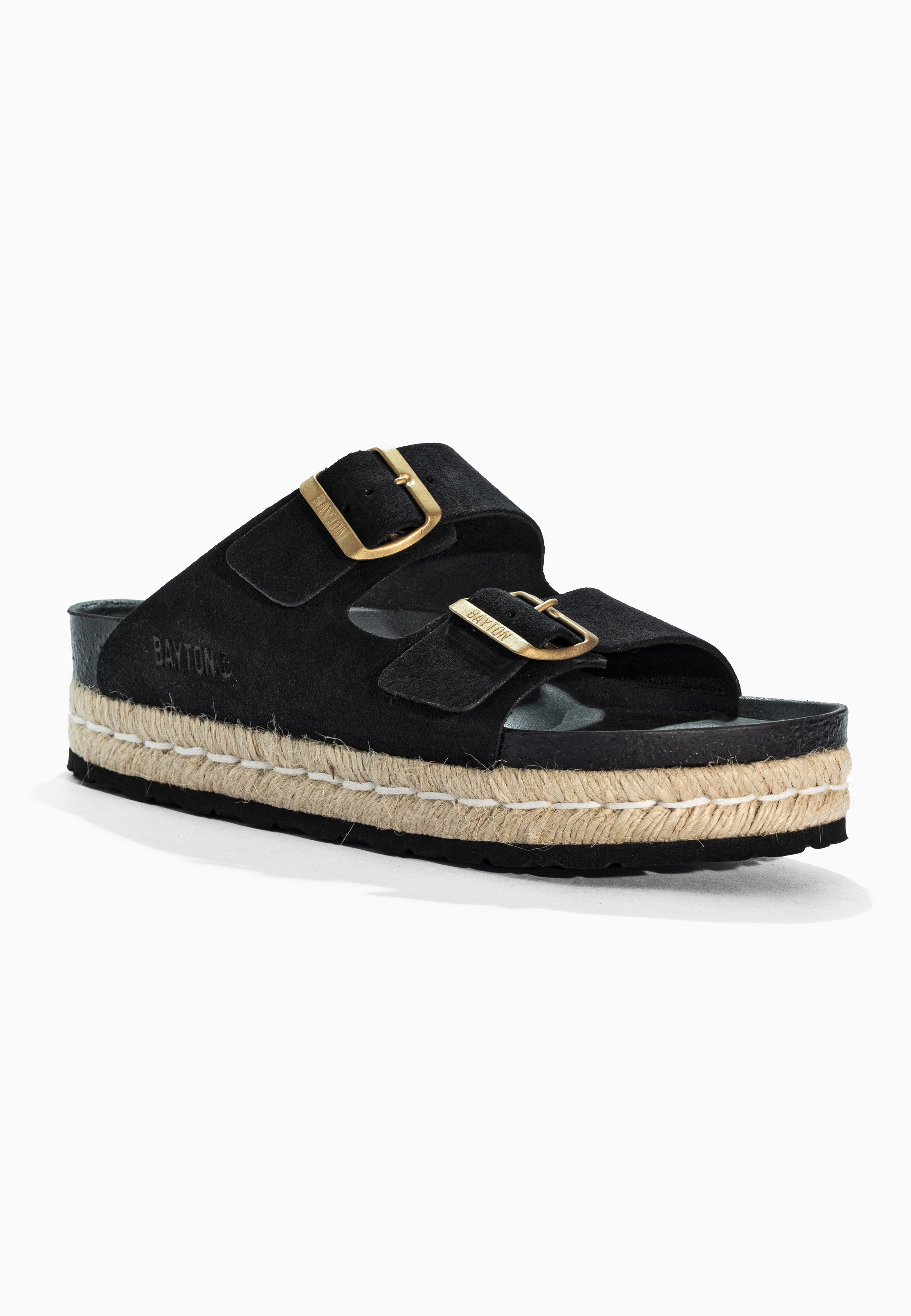 Alcee Black Suede Leather Sandals