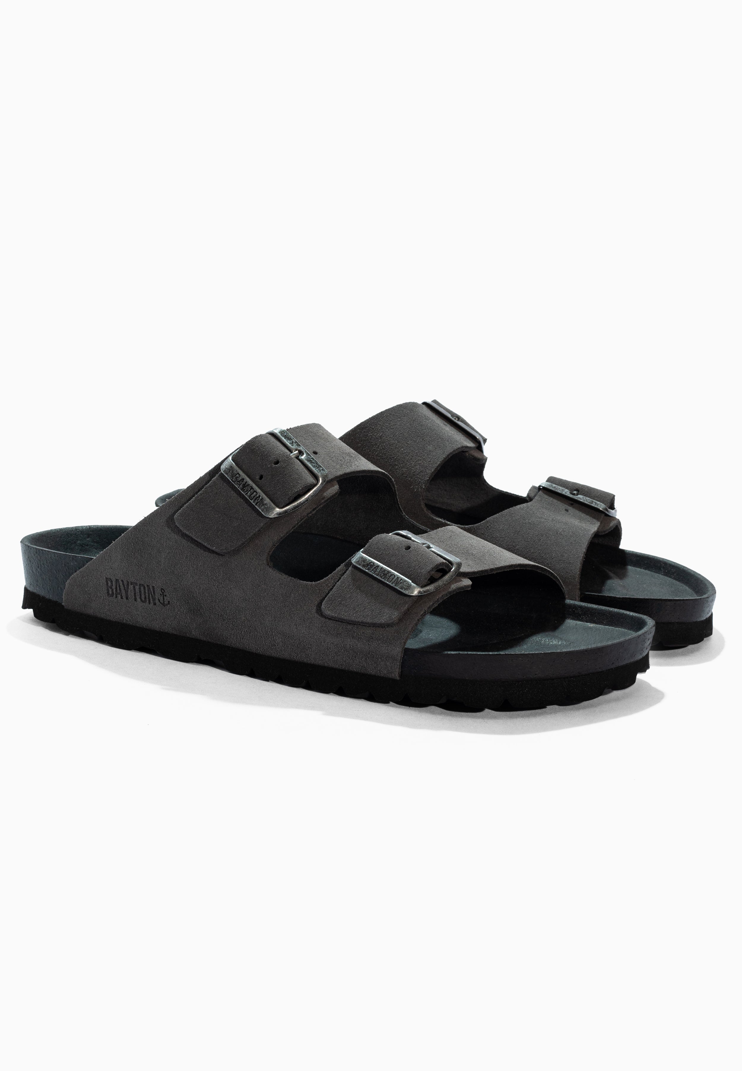 Atlas Gray Suede Leather Sandals