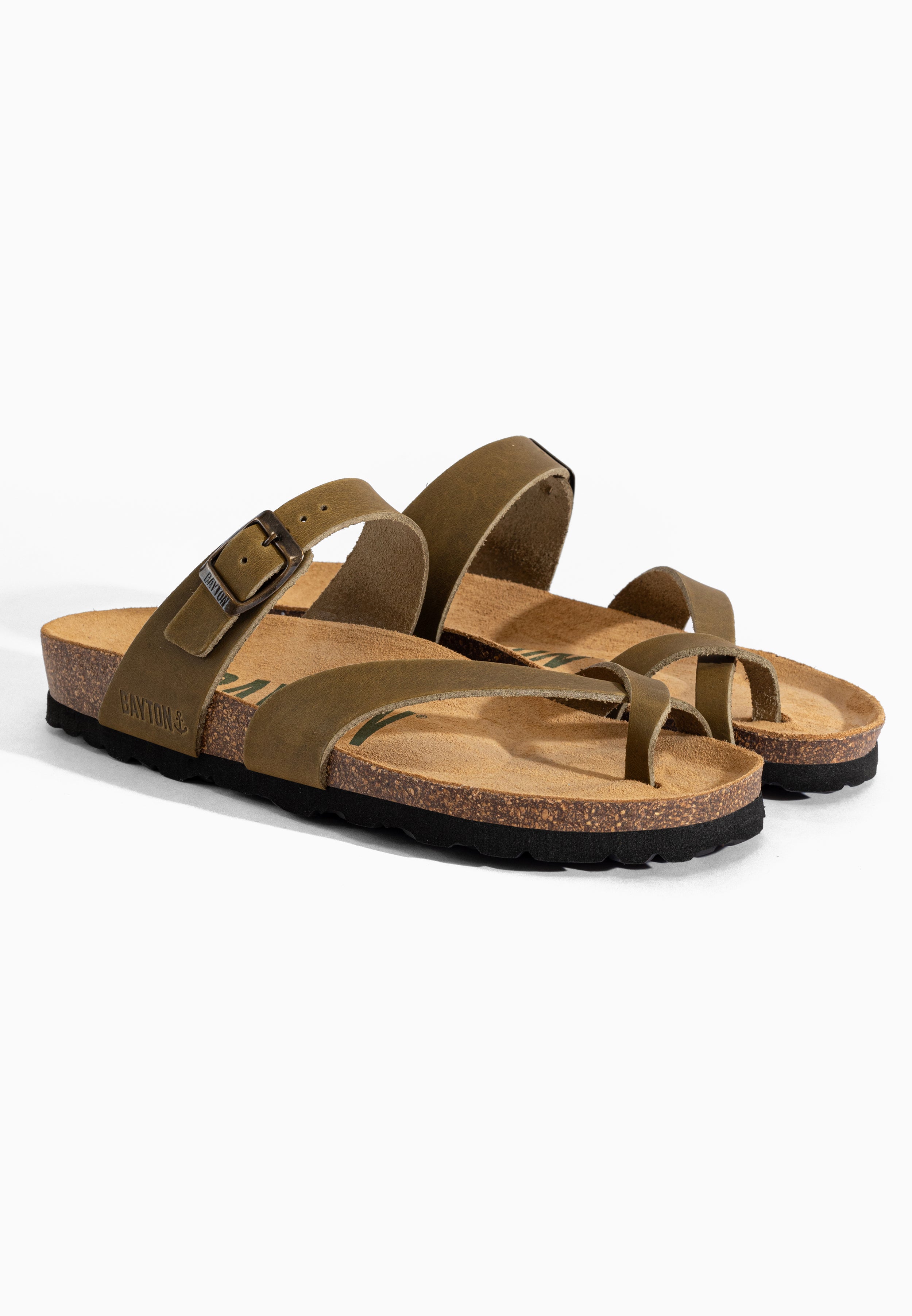 Diane Khaki Leather Sandals