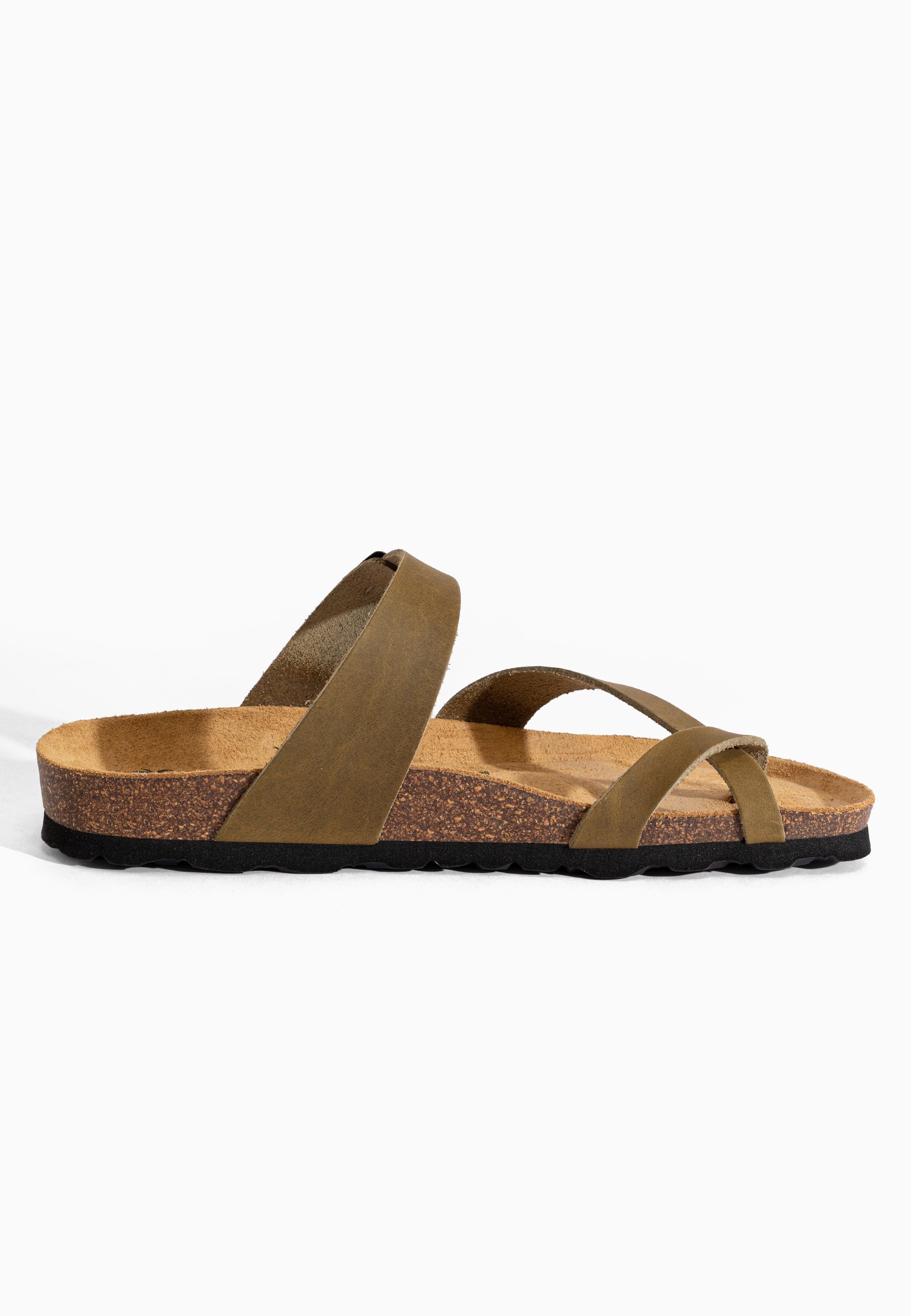 Sandales Diane Kaki en Cuir