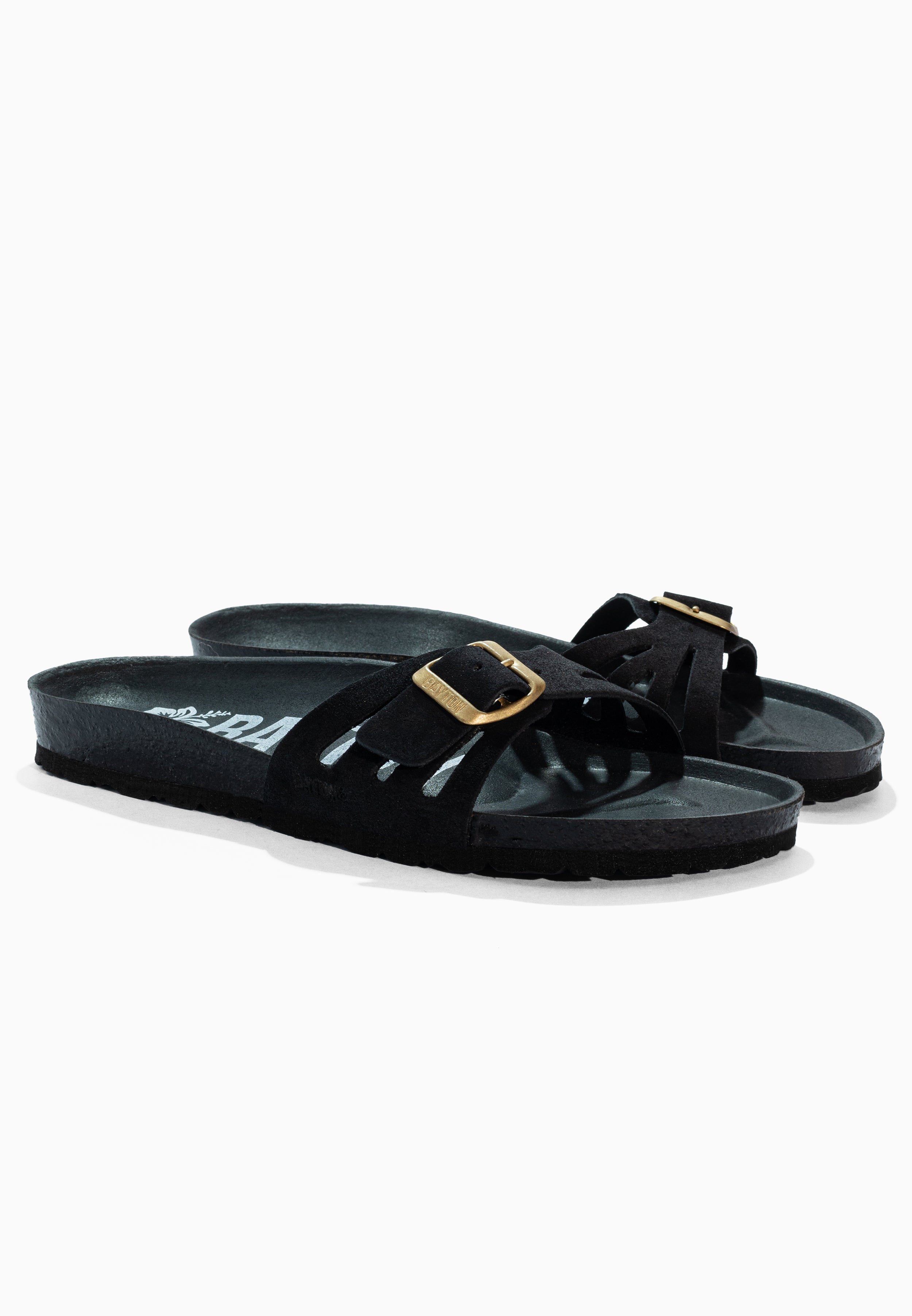 Athena Black Suede Leather Sandals