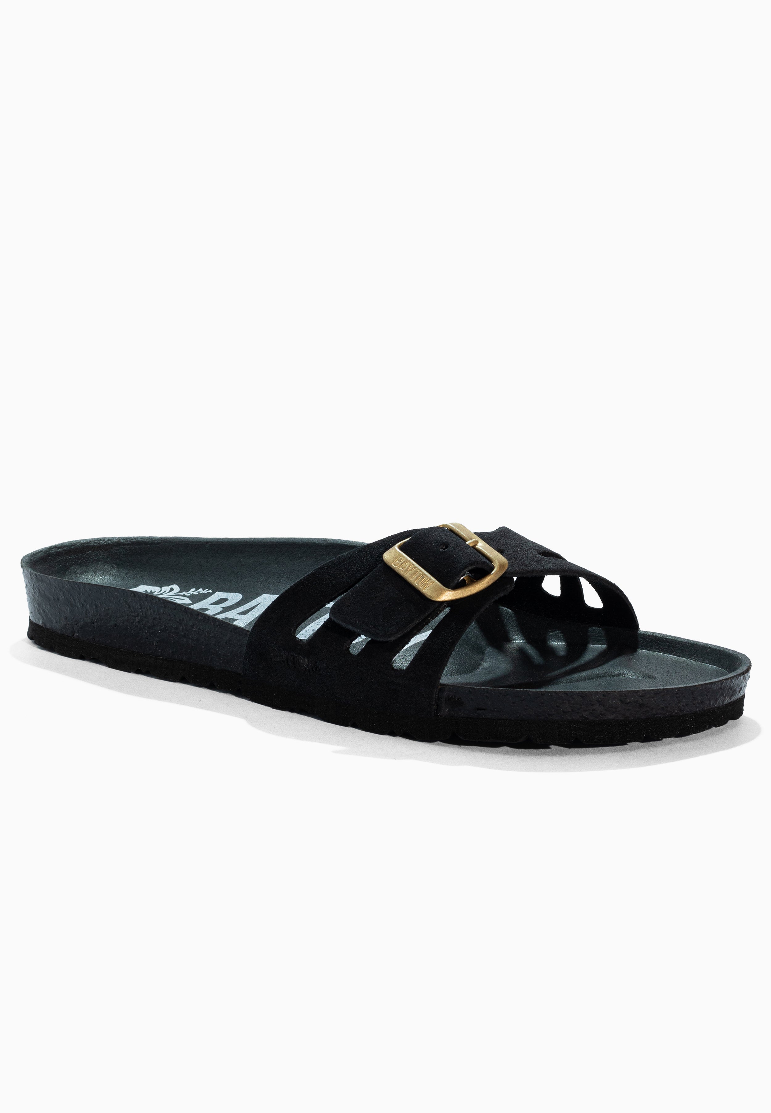 Athena Black Suede Leather Sandals