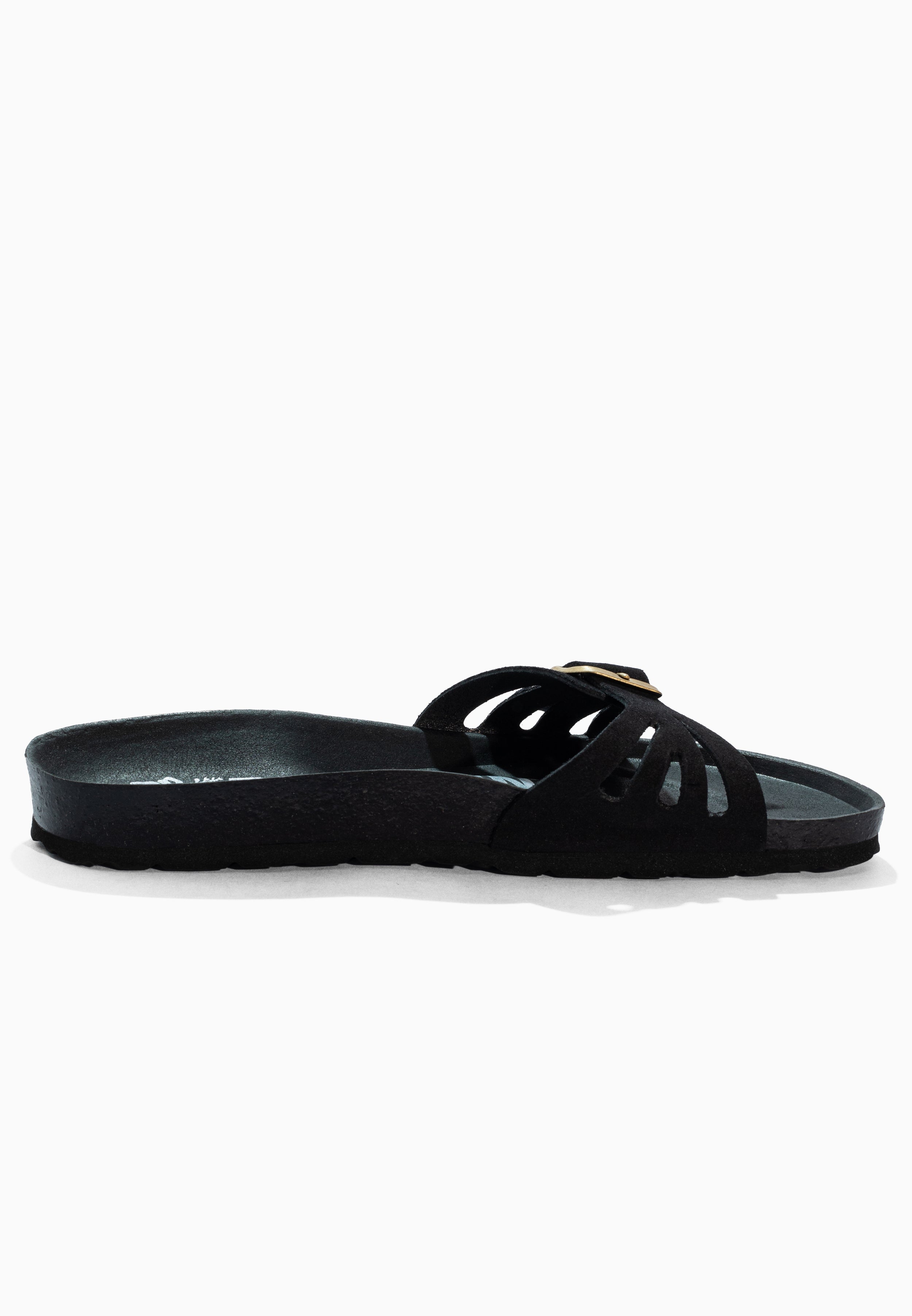 Athena Black Suede Leather Sandals