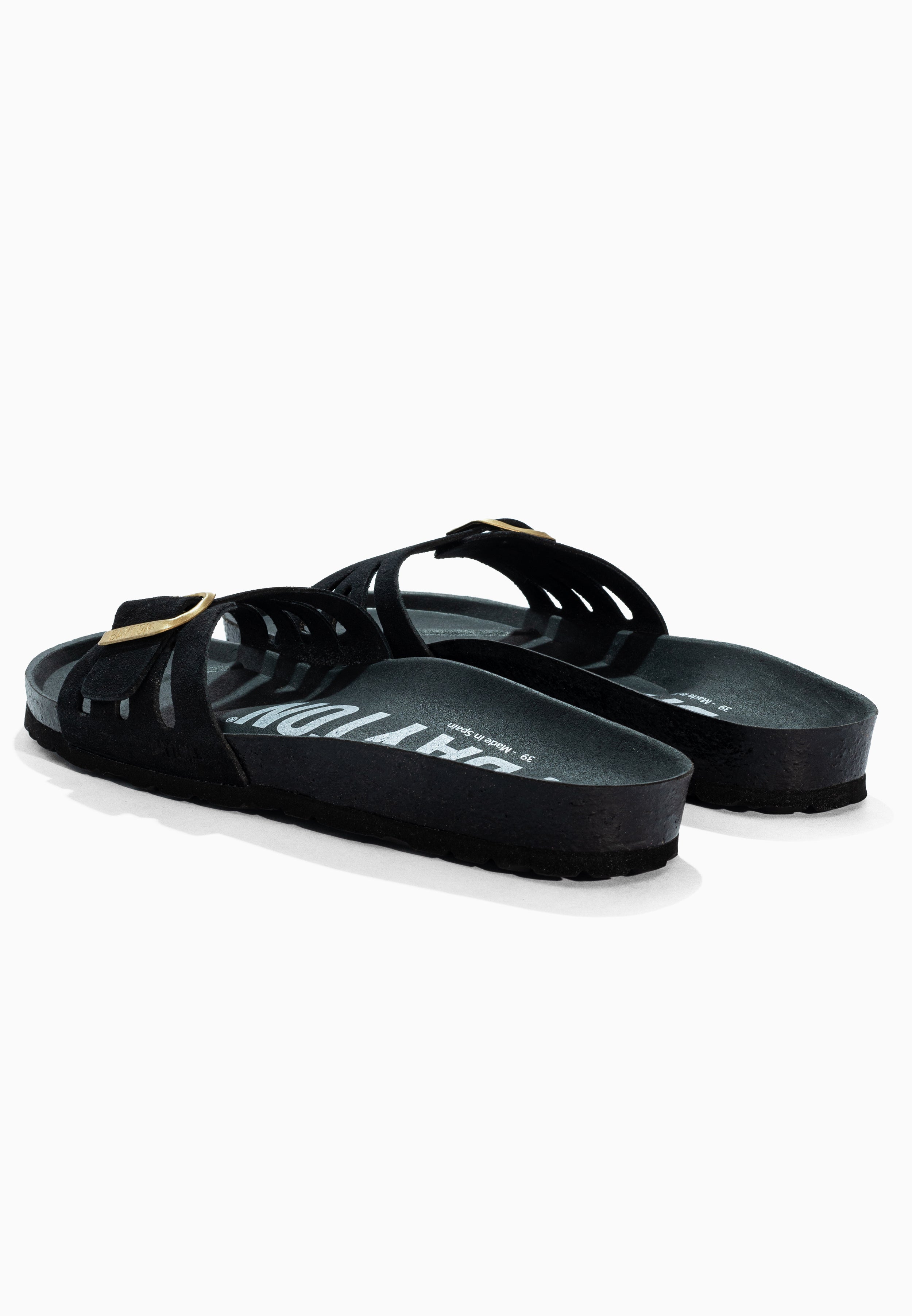 Athena Black Suede Leather Sandals