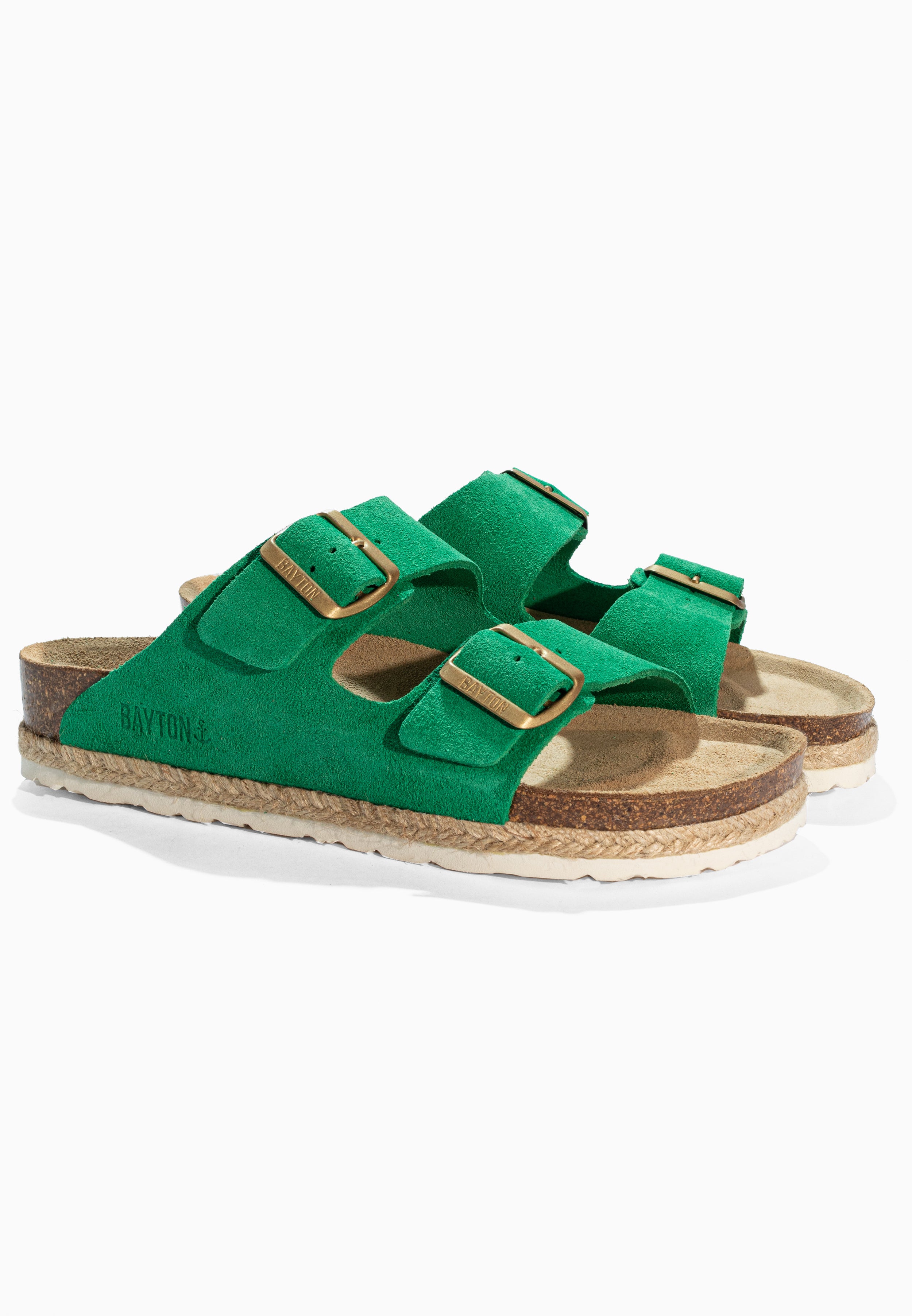 Benalla Green Suede Leather Sandals