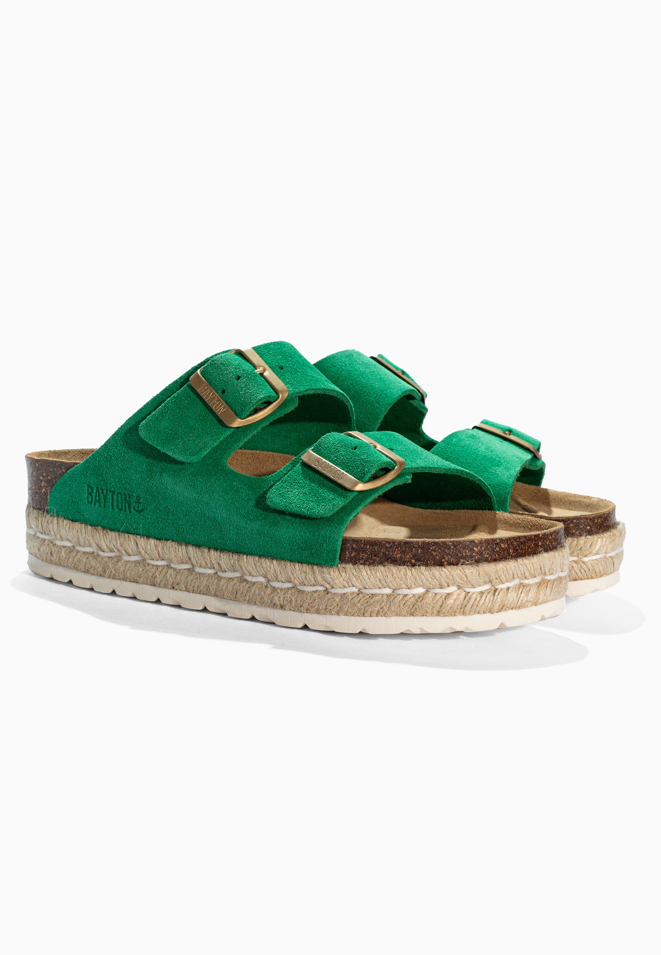 Alcee Green Suede Leather Sandals