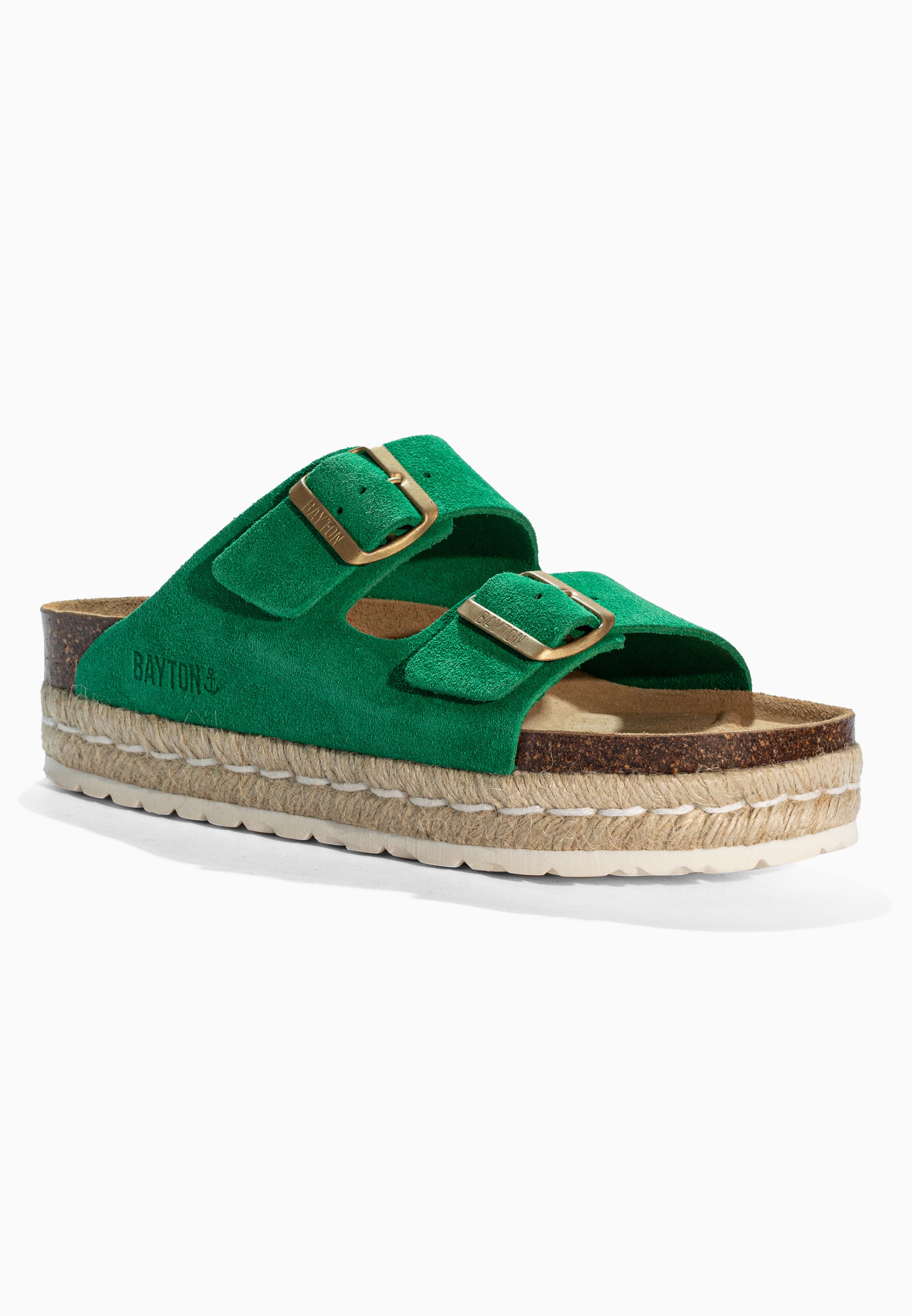 Alcee Green Suede Leather Sandals