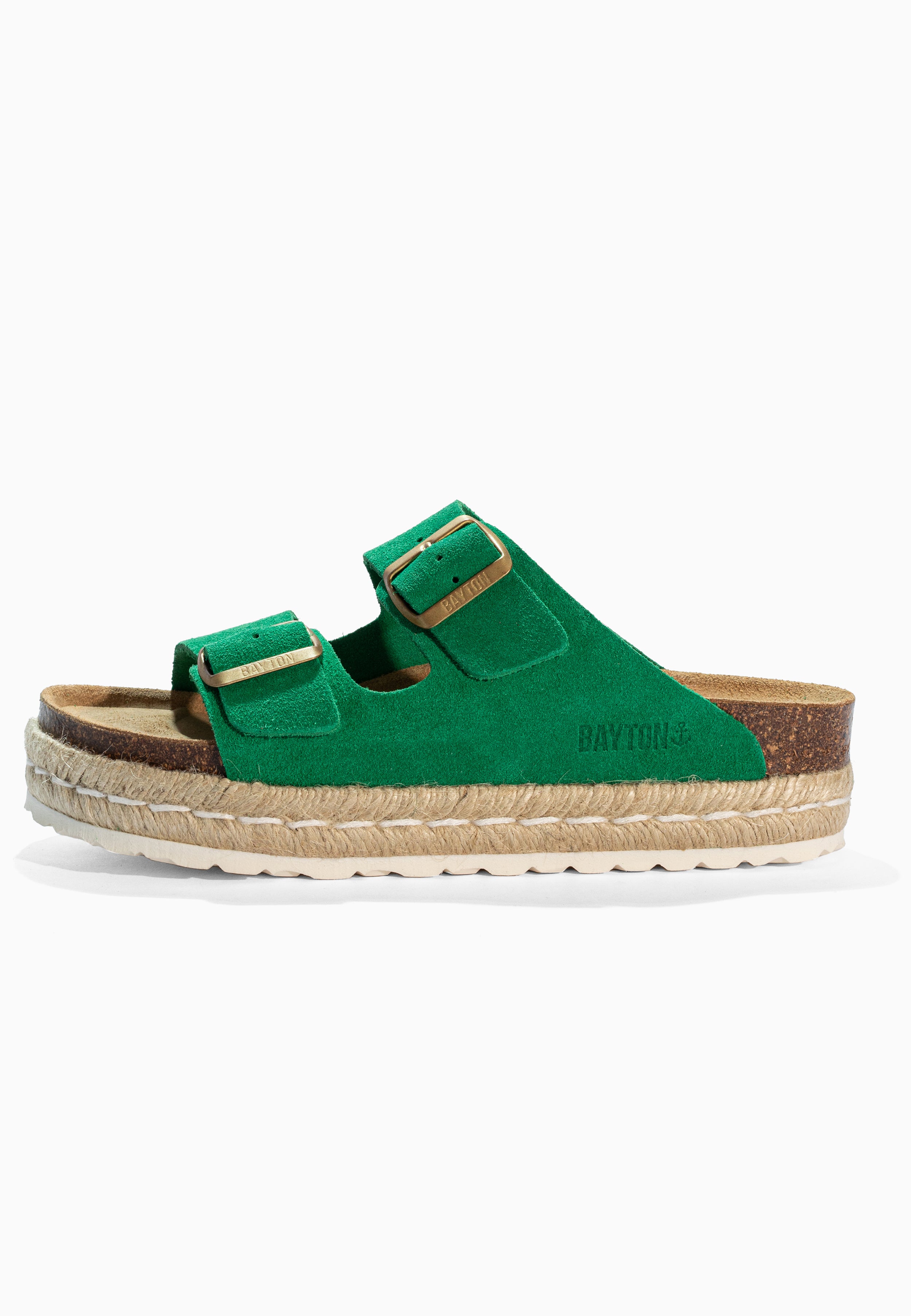 Alcee Green Suede Leather Sandals