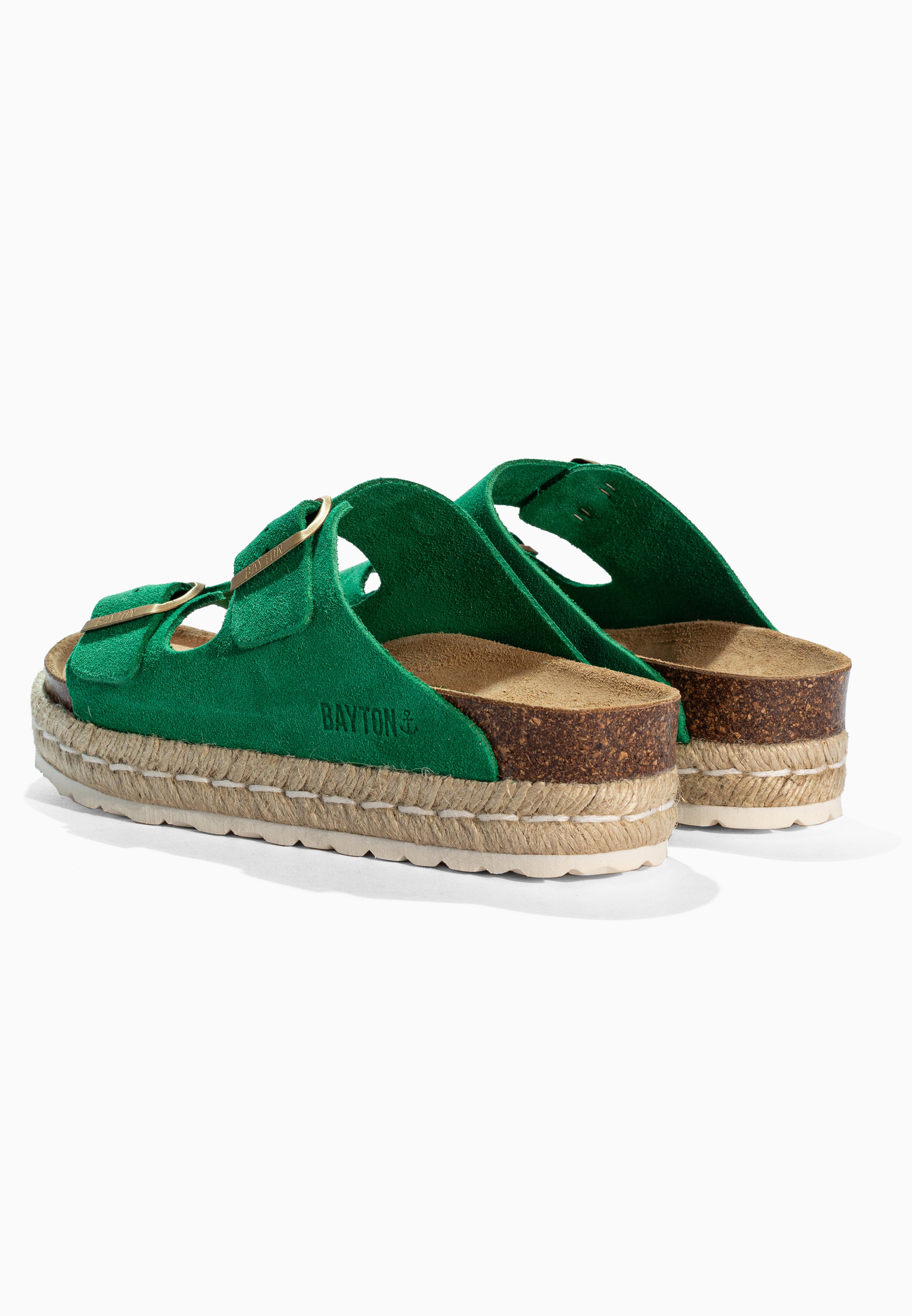 Alcee Green Suede Leather Sandals