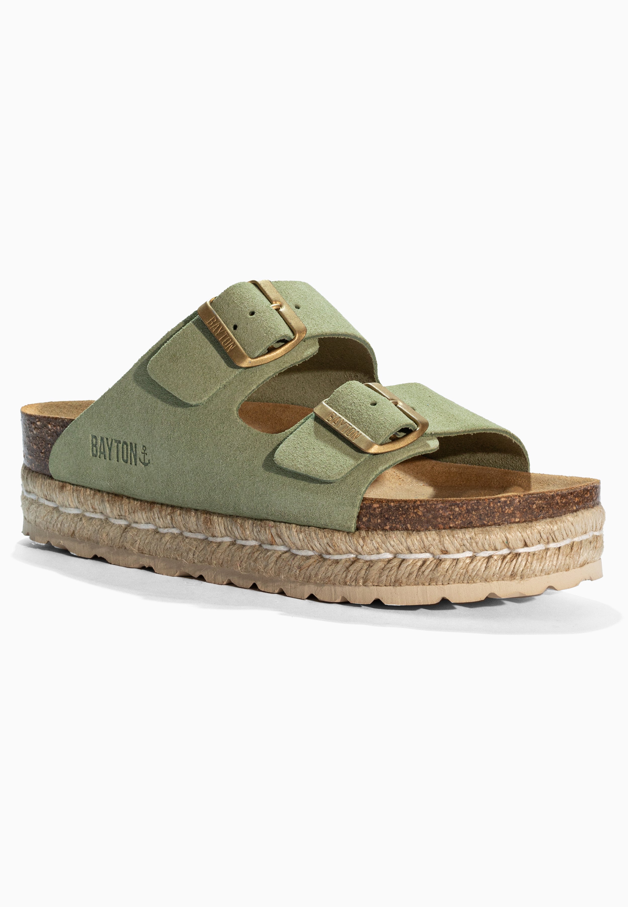 Alcee Green Suede Leather Sandals