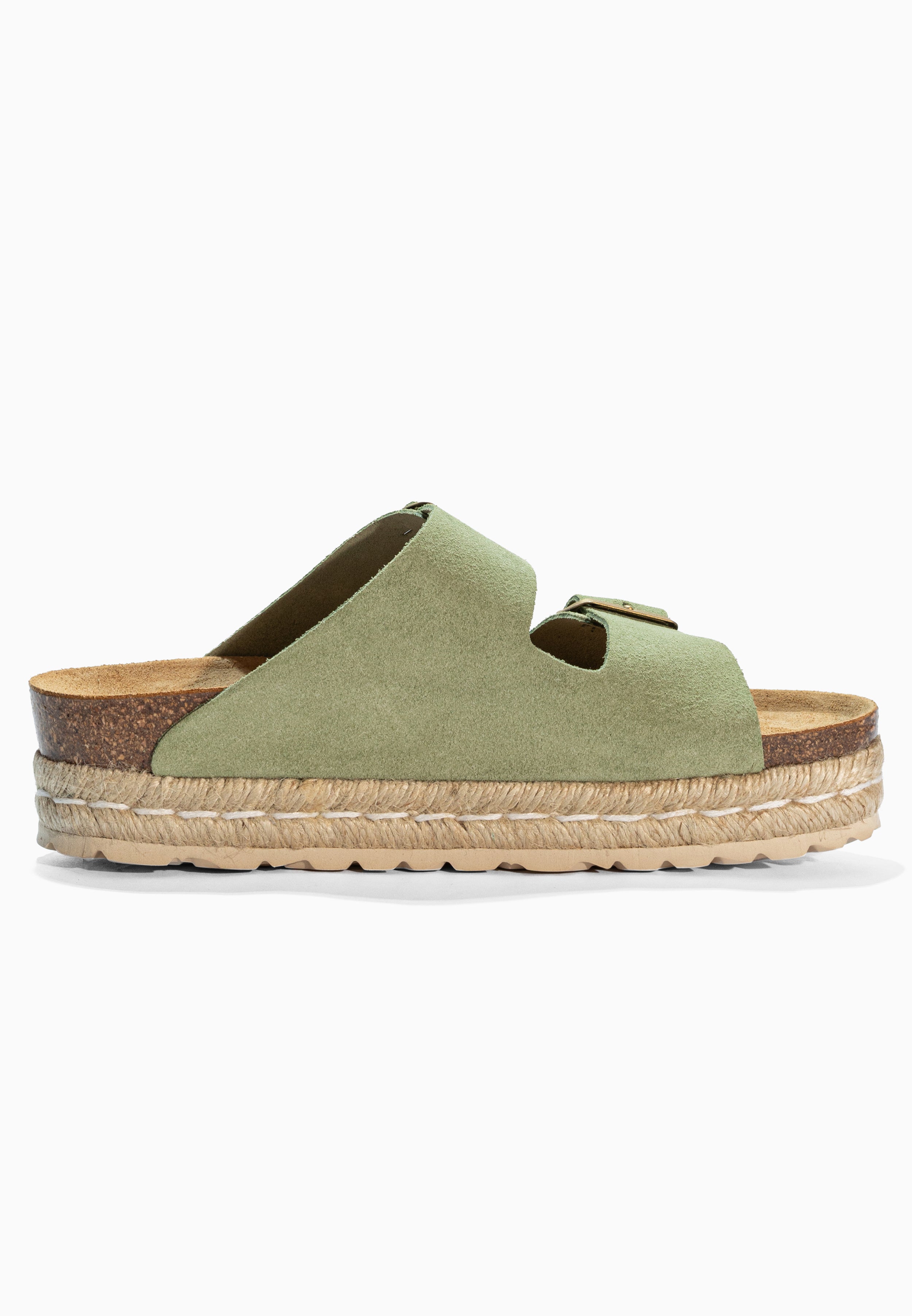 Alcee Green Suede Leather Sandals